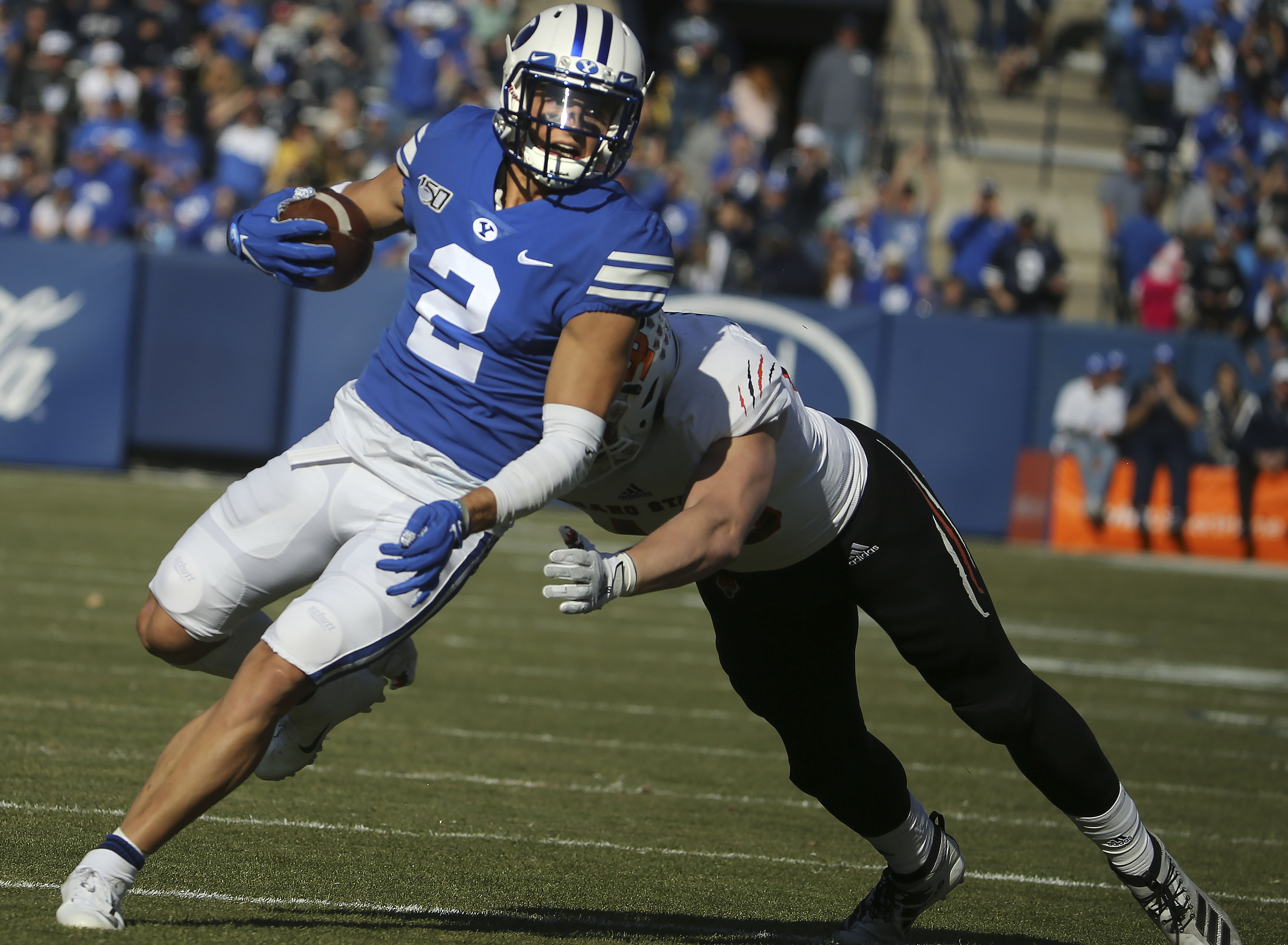 Brigham Young Cougars defensive back Austin Lee runs past Idaho State to score at LaVell Edwards Stadium in Provo on Saturday, Nov. 16, 2019. (Photo: Laura Seitz, KSL)