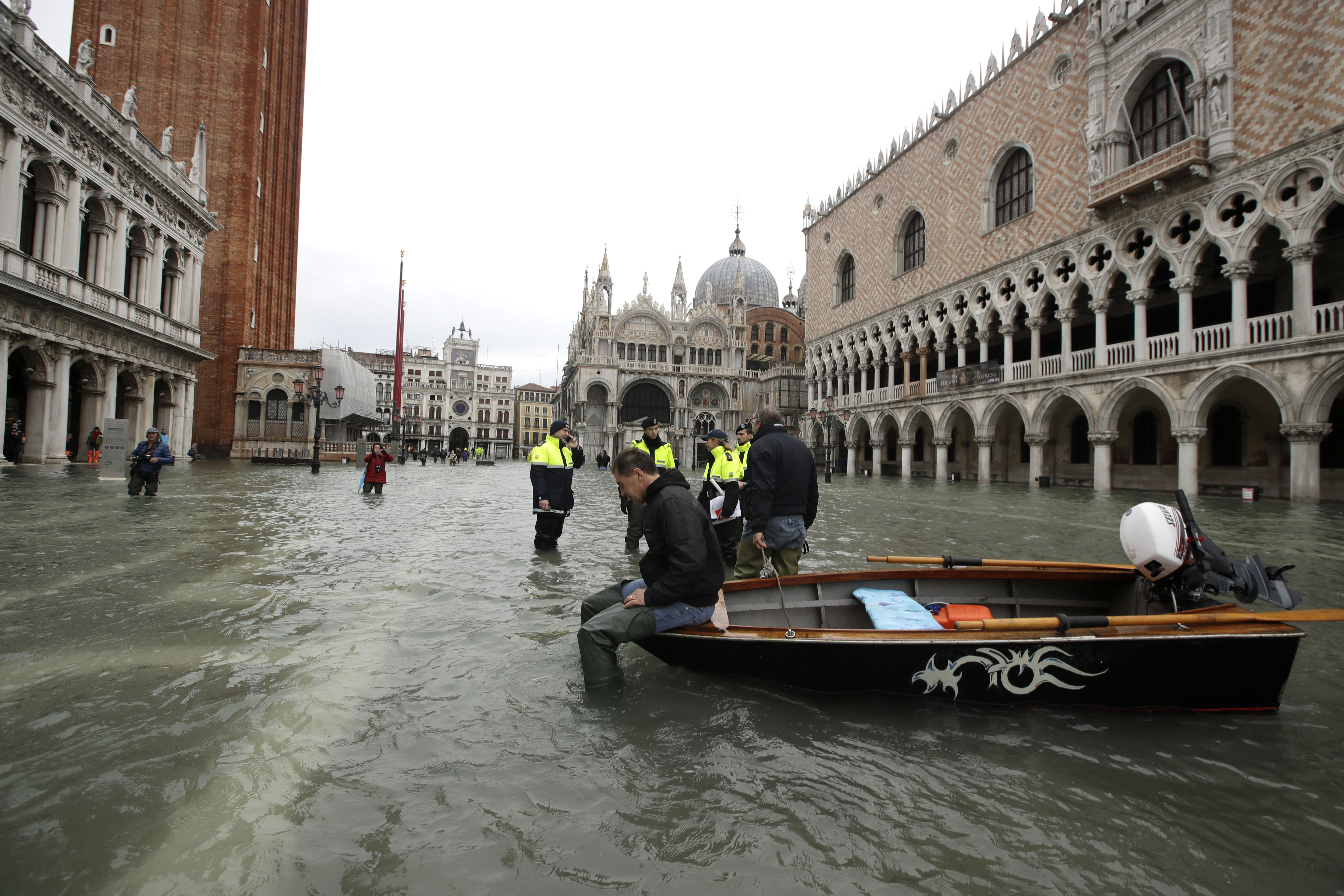 3rd record tide enters Venice as Italy hit with snow, rain