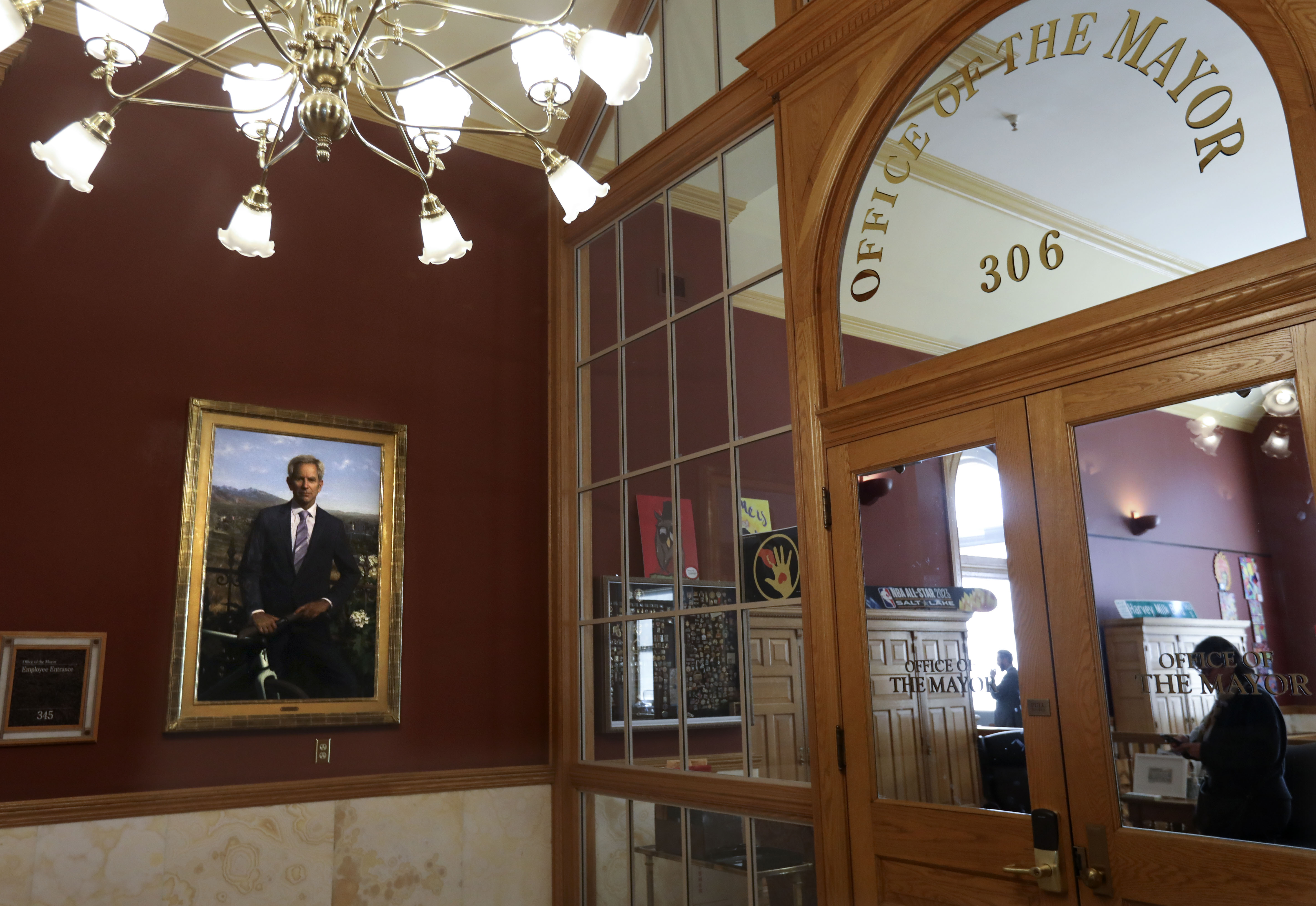 A portrait of former Salt Lake City Mayor Ralph Becker hangs outside the mayor's office in the City-County Building on Thursday, Nov. 14, 2019. (Photo: Laura Seitz, KSL.)
