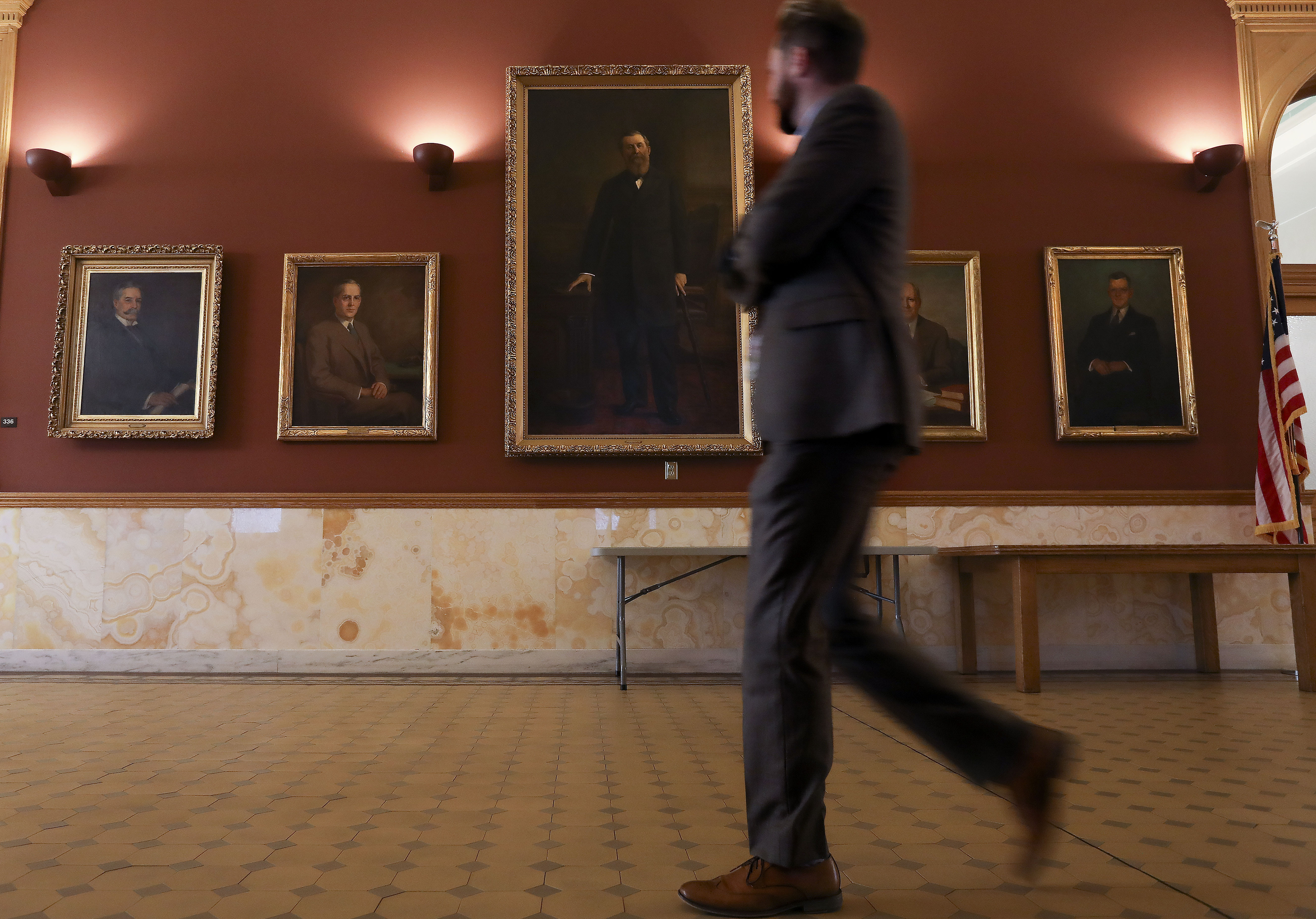 Portraits of former mayors from the late 1800s to the mid-1900s hang in the Salt Lake City-County Building on Thursday, Nov. 14, 2019. (Photo: Laura Seitz, KSL.)