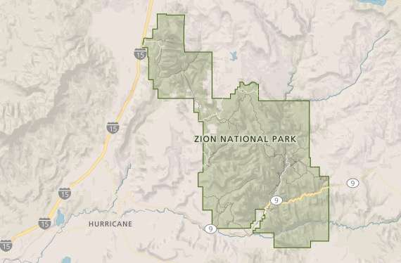 A screenshot of the current Zion National Park map. The park's largest addition came in 1956 when it absorbed the Kolob Canyons area in the northwestern portion of the park. (Photo: National Park Service)