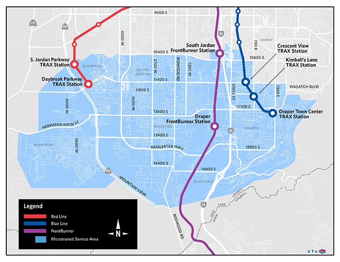 A map showing the service area of a new microtransit service from Utah Transit Authority and rideshare company Via that launched on Thursday, Nov. 21, 2019. The pilot program is set to end in November 2020. (Photo: Utah Transit Authority)