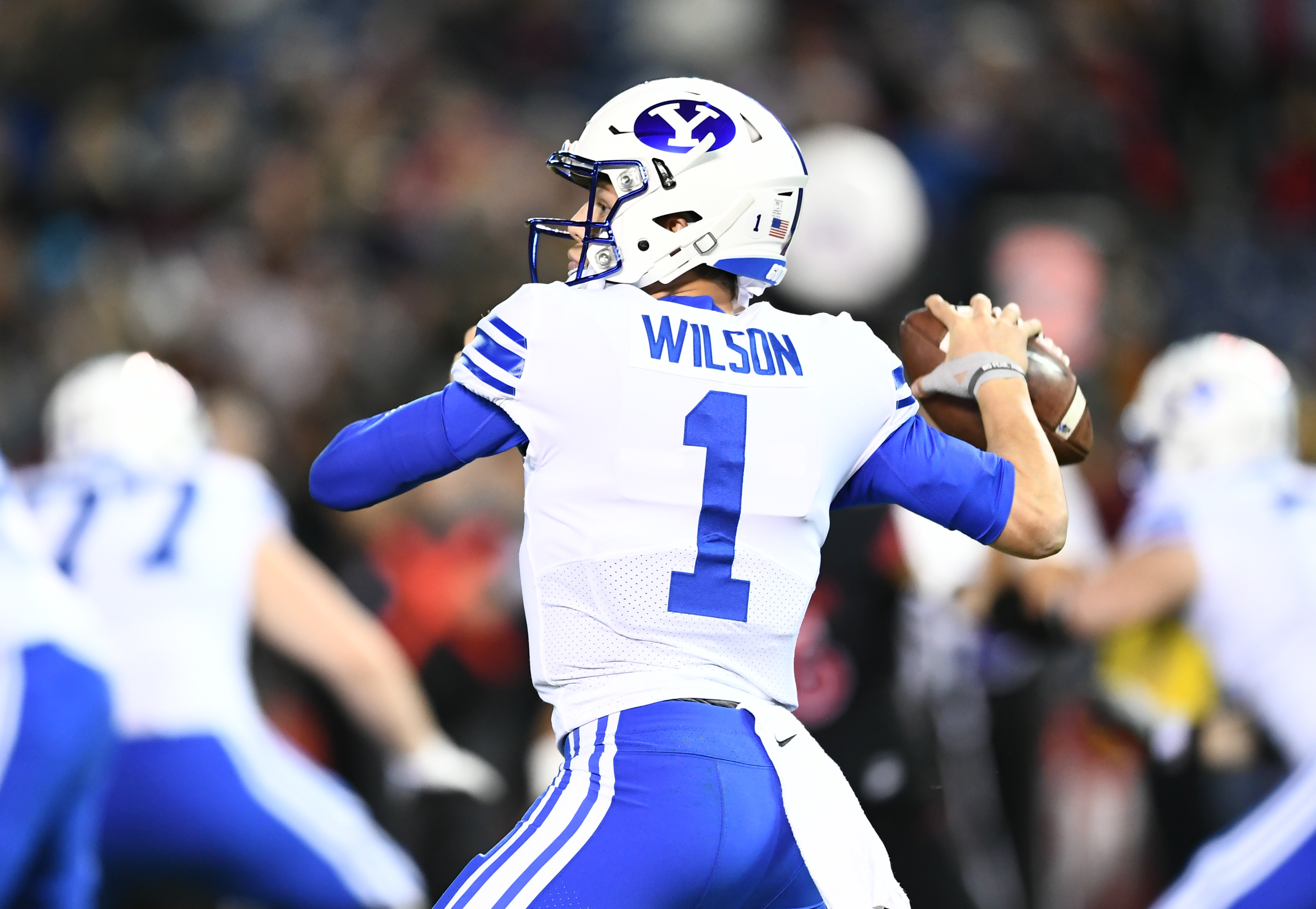 Zach Wilson drops back to pass during BYU's college football game against San Diego State, Saturday, Nov. 30, 2019 at SDCCU Stadium in San Diego, Calif.