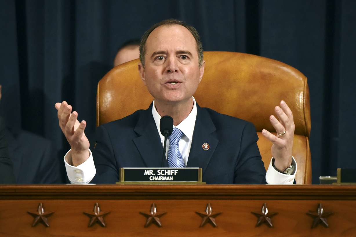 House Intelligence Committee Chairman Adam Schiff, D-Calif., gives final remarks during a hearing. Photo: Bill O'Leary, Pool via AP