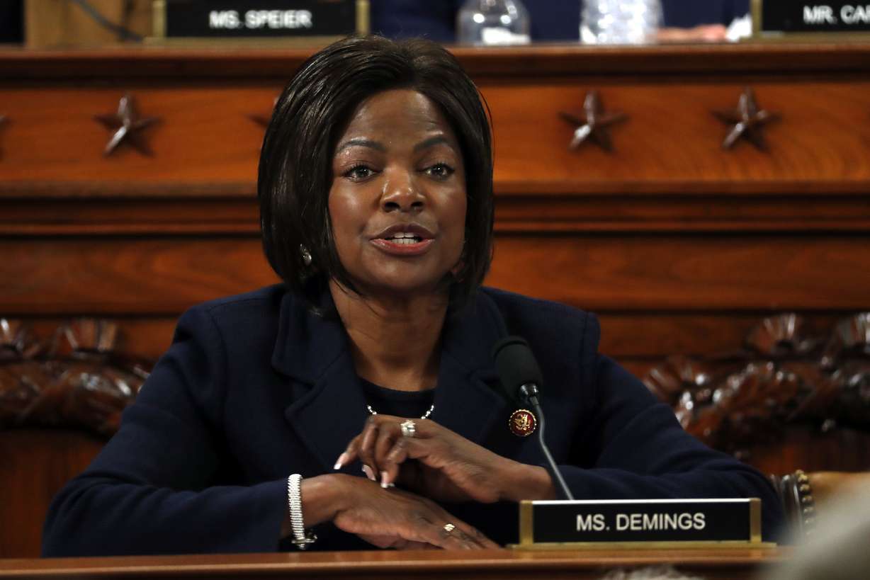 Rep. Val Demings, D-Fla., questions Jennifer Williams, an aide to Vice President Mike Pence, and National Security Council aide Lt. Col. Alexander Vindman, as they testify before the House Intelligence Committee on Capitol Hill in Washington. Photo: Jacqueline Martin, AP Photo, File