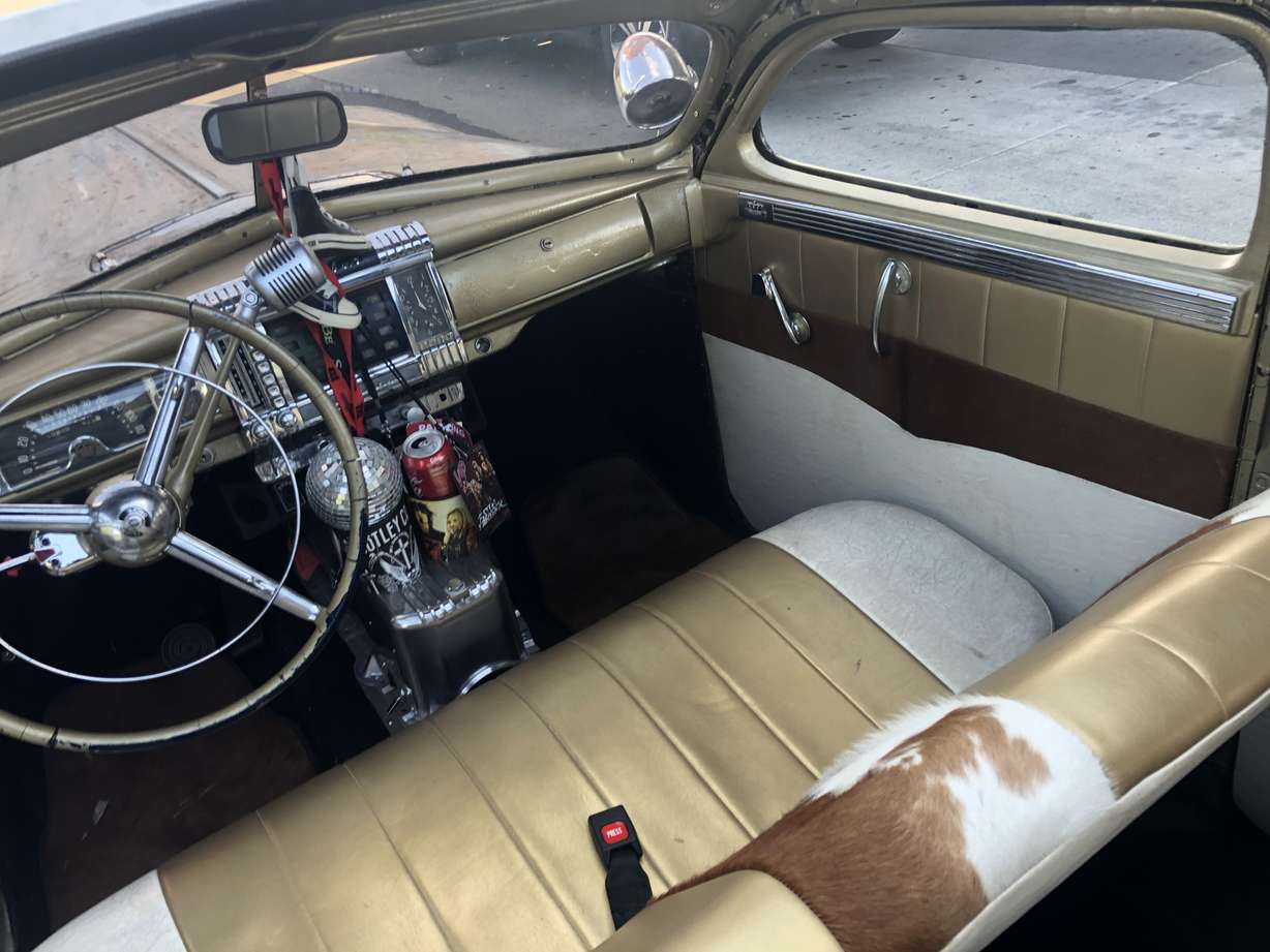 Interior of Joe Averett's 1948 Chrysler New Yorker. Averett always wanted a rat rod. But he didn’t plan on the battles he’d have with real rats and the series of blown parts he’d have to replace to get his vehicle going. (Photo: Brian Champagne)