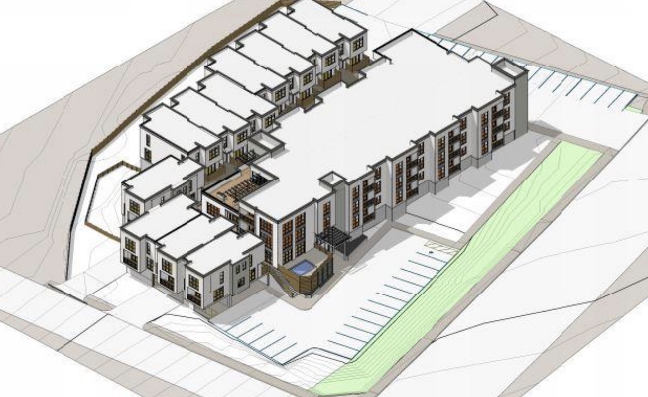 This design submitted to the Millcreek Planning Commission on Wednesday, Nov. 20, 2019, shows what a new housing complex would look like. The housing complex would be constructed where The Old Meeting House currently is in Millcreek. (Photo: Think Architecture)