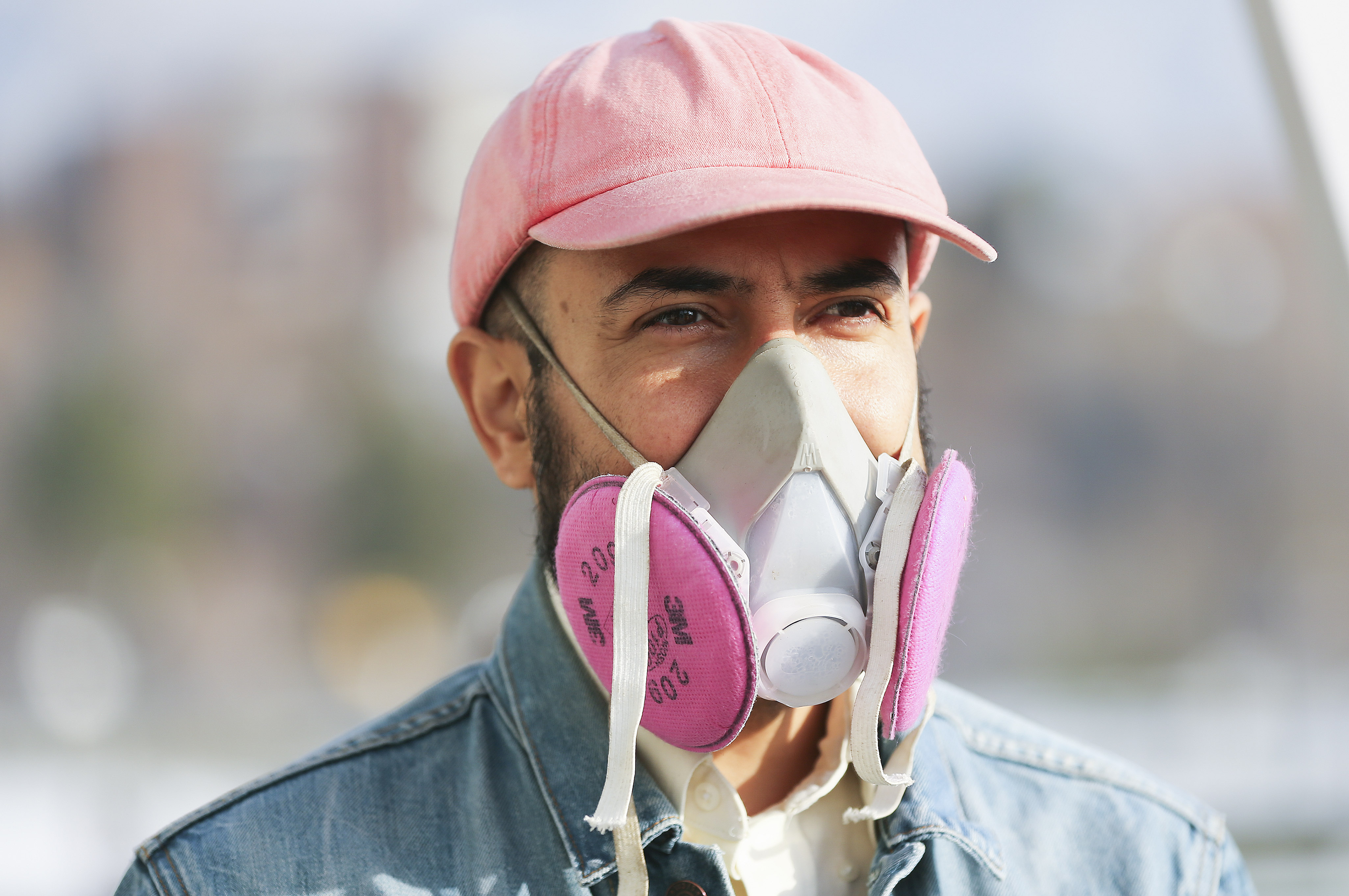Gabe Dominguez wears a mask as protesters rally at the Capitol in Salt Lake City on Friday, Dec. 6, 2019, to demand action on climate change as a part of the Fridays For Future Global Climate Strike. (Jeffrey D. Allred, KSL)
