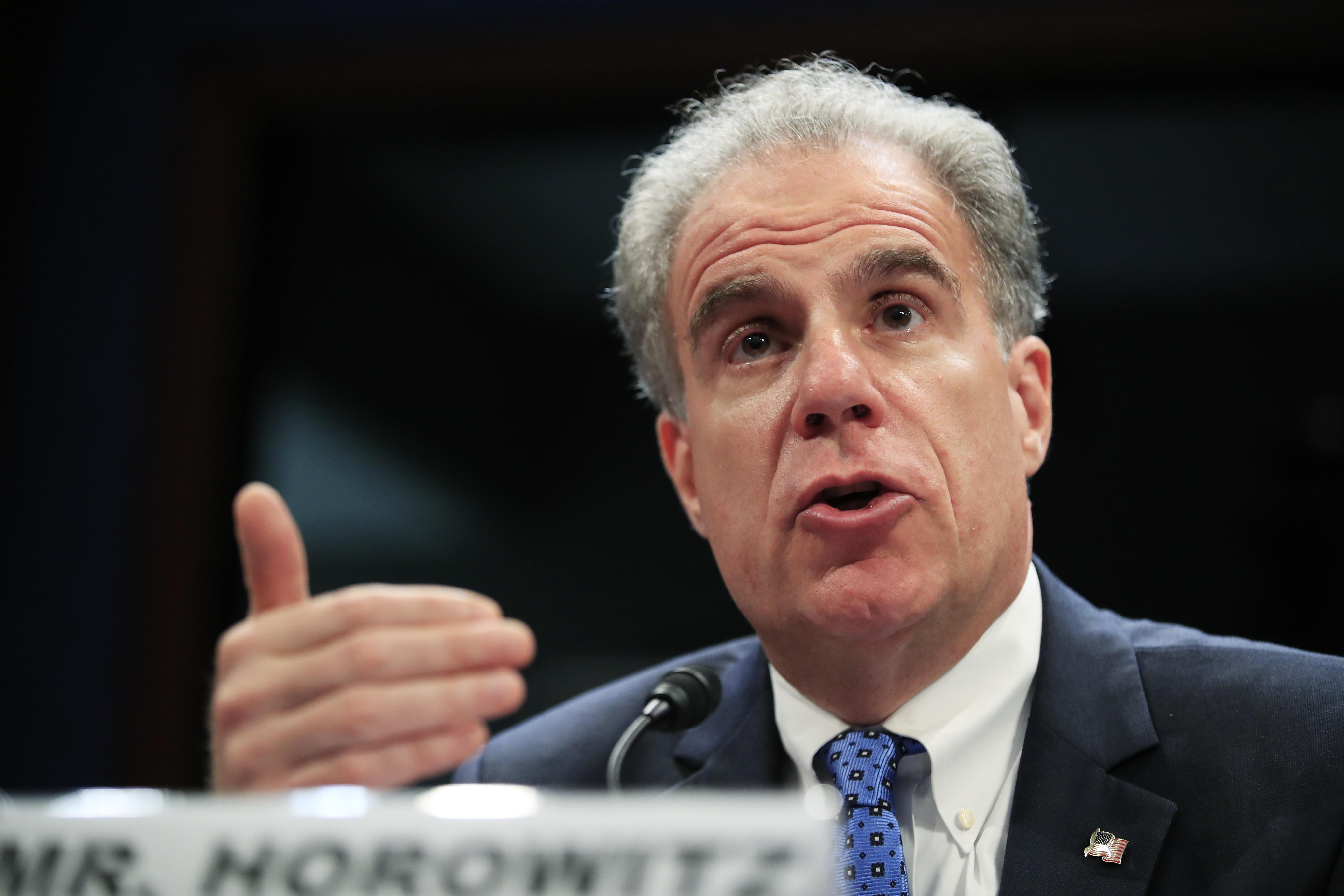 FILE - In this June 19, 2018, file photo, Department of Justice Inspector General Michael Horowitz testifies before a joint House Committee on the Judiciary and House Committee on Oversight and Government Reform hearing on Capitol Hill in Washington. Photo: AP Photo