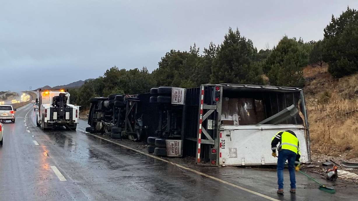 ‘It’s not normal’: 8 semitrucks lose control on same section of I-15 in 2-week period