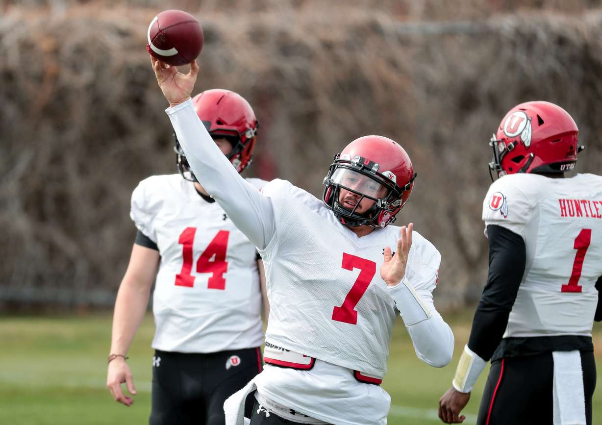 Quarterback Cameron Rising runs drills during a University of Utah football practice at the Eccles Football Center in Salt Lake City (Photo: Spenser Heaps, KSL)