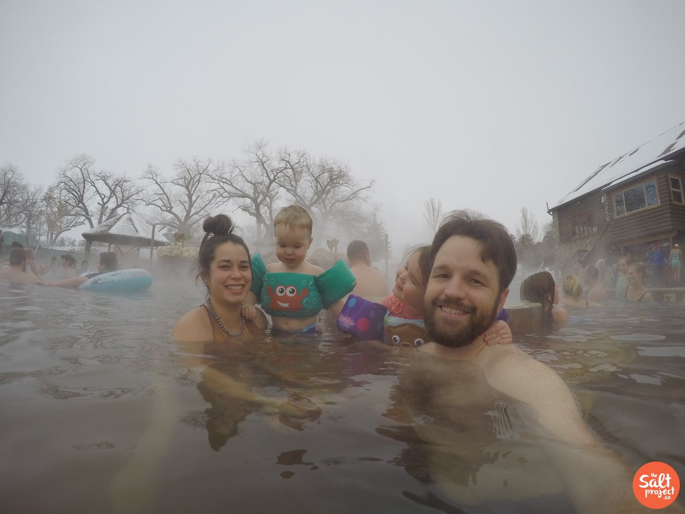 Harmony Walker and her family at Crystal Hot Springs in the winter. (Photo: The Salt Project. Used with permission.)
