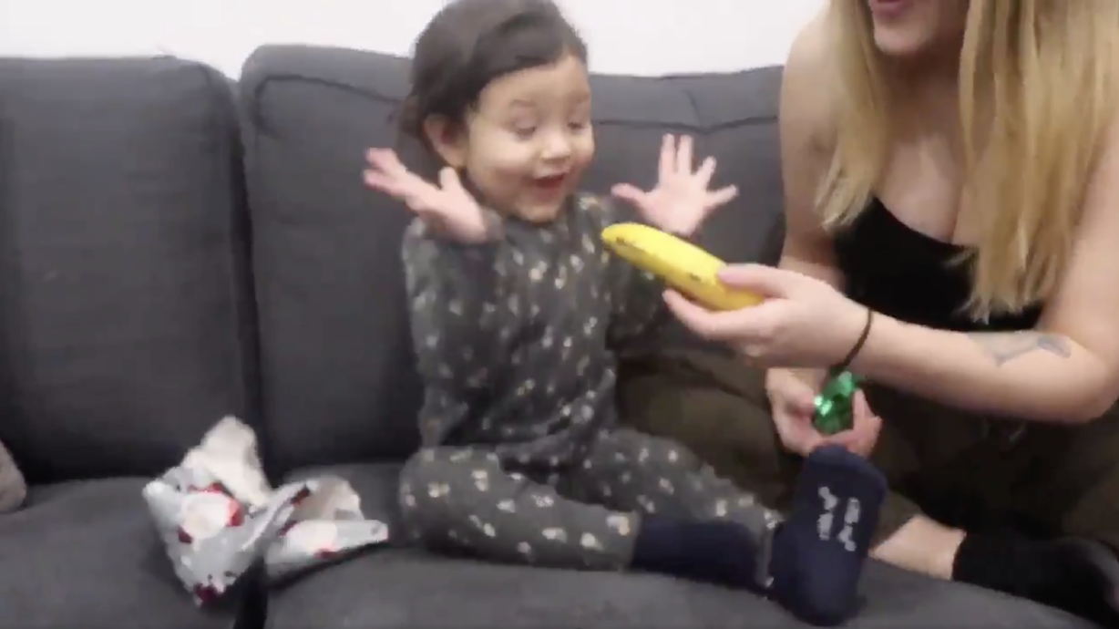 Have You Seen This? Little girl overjoyed with banana present