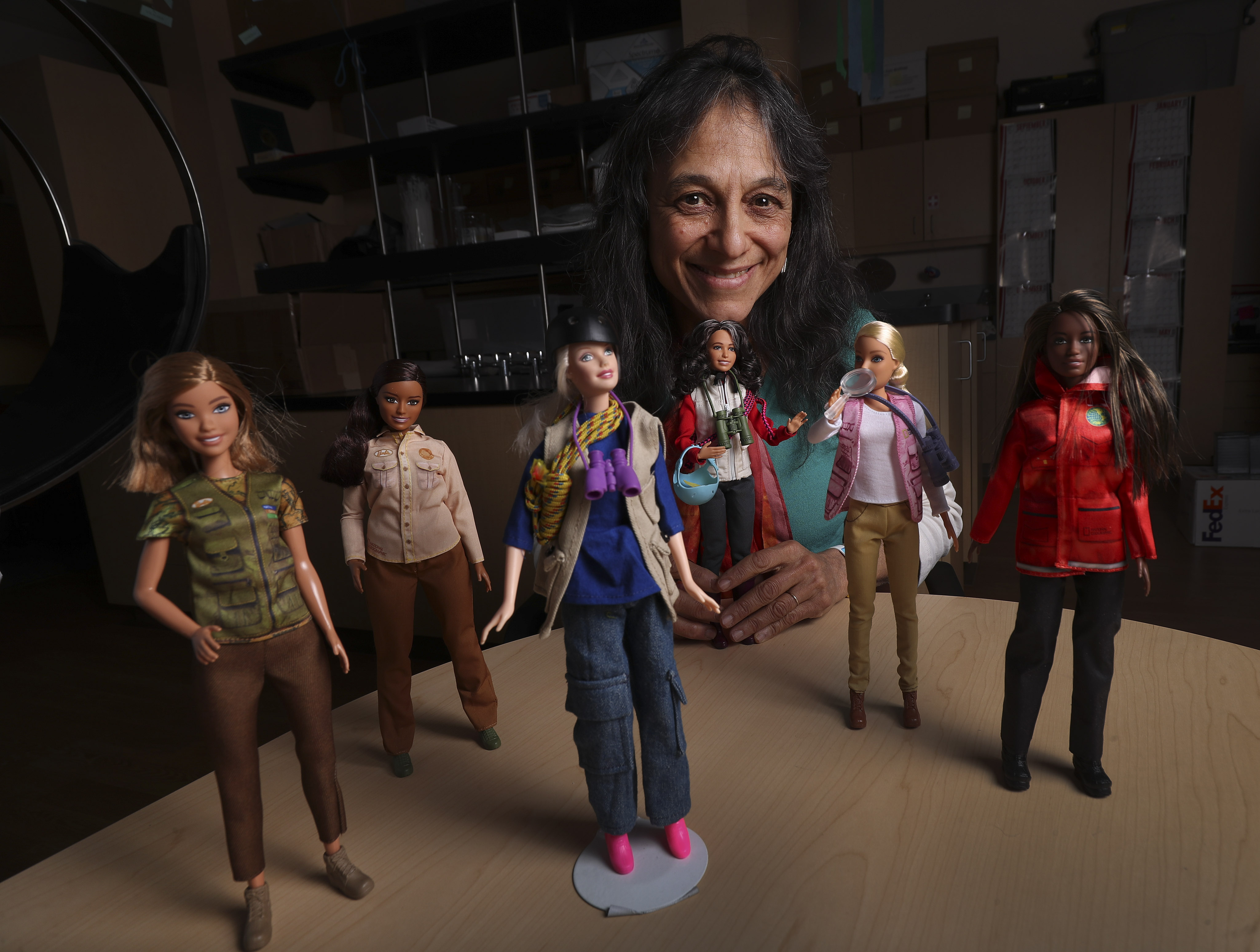 University of Utah forest ecologist Nalini Nadkarni poses with Barbie dolls in Salt Lake City on Tuesday, Dec. 3, 2019. Nadkarni made her own dolls for years, fashioning what she called “Treetop Barbies” from thrift store finds and handmade accessories. (Photo: Jeffrey D. Allred, KSL)