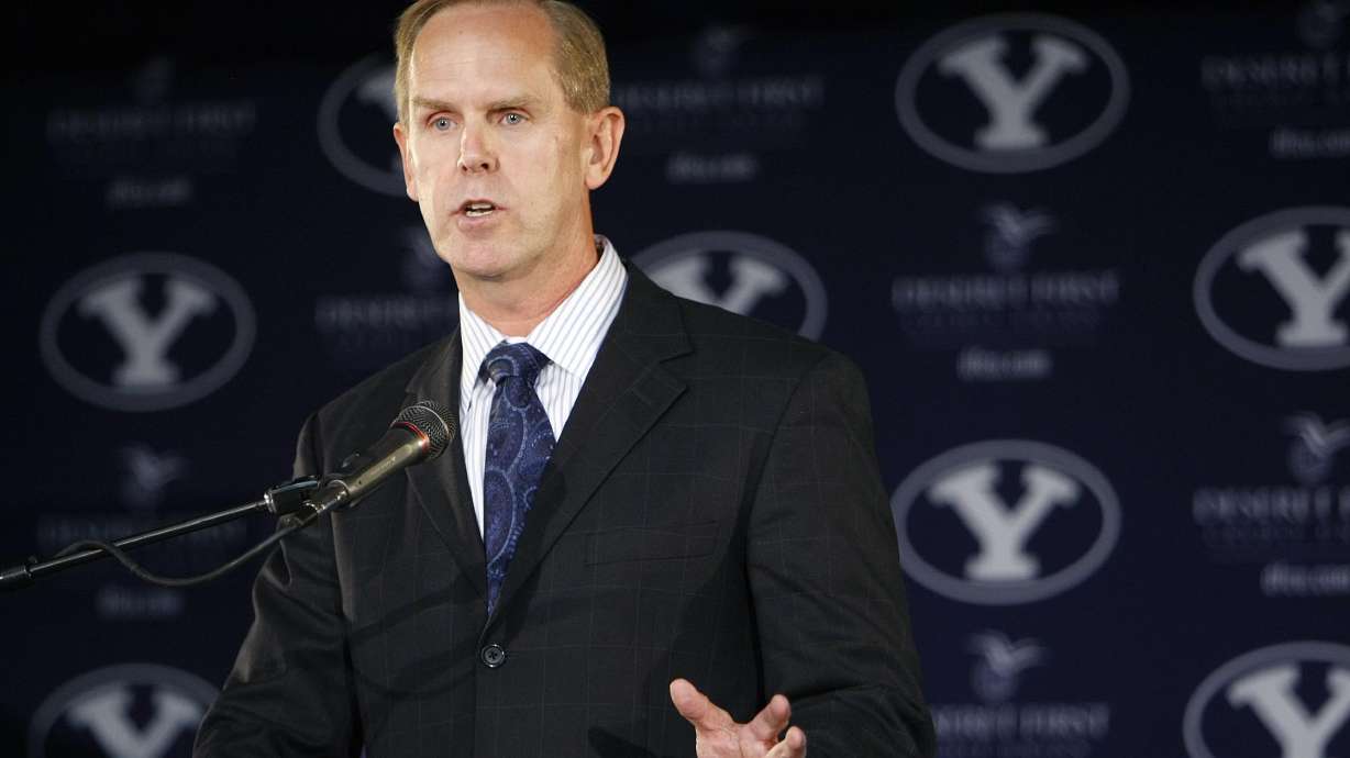 BYU Athletic Director Tom Holmoe announces going independent in football and joining the WCC for other sports and their contract wit ESPN. Wednesday, Sept. 1, 2010 Stuart Johnson, Deseret News