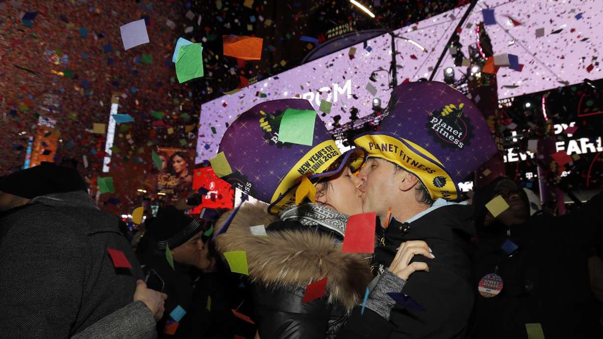 Kisses, cheers, fireworks welcome 2020 in Times Square