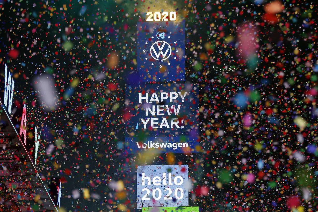 Confetti falls during a New Year's celebration in New York's Times Square, Wednesday, Jan. 1, 2020. (Adam Hunger, AP Photo)