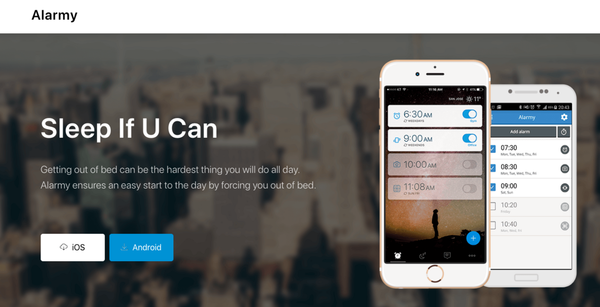 Photo: Screenshot of Alarmy website