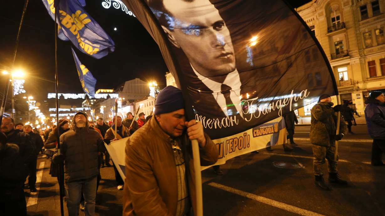 Torchlight parade in Kyiv honors Nazi-linked nationalist