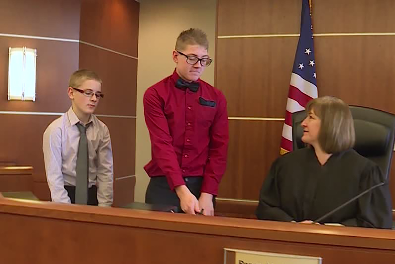 Michael and Shay Pendergrass adopted brothers Tyler and Joshua Monday, Dec. 30, 2019, after seeing them featured on a Wednesday's Child segment. Photo: KSL TV