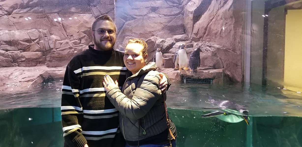 Benjamin Steele Bacon and his now fiance Amber Griego after the failed proposal video. (Photo: Susang Griego via CNN)