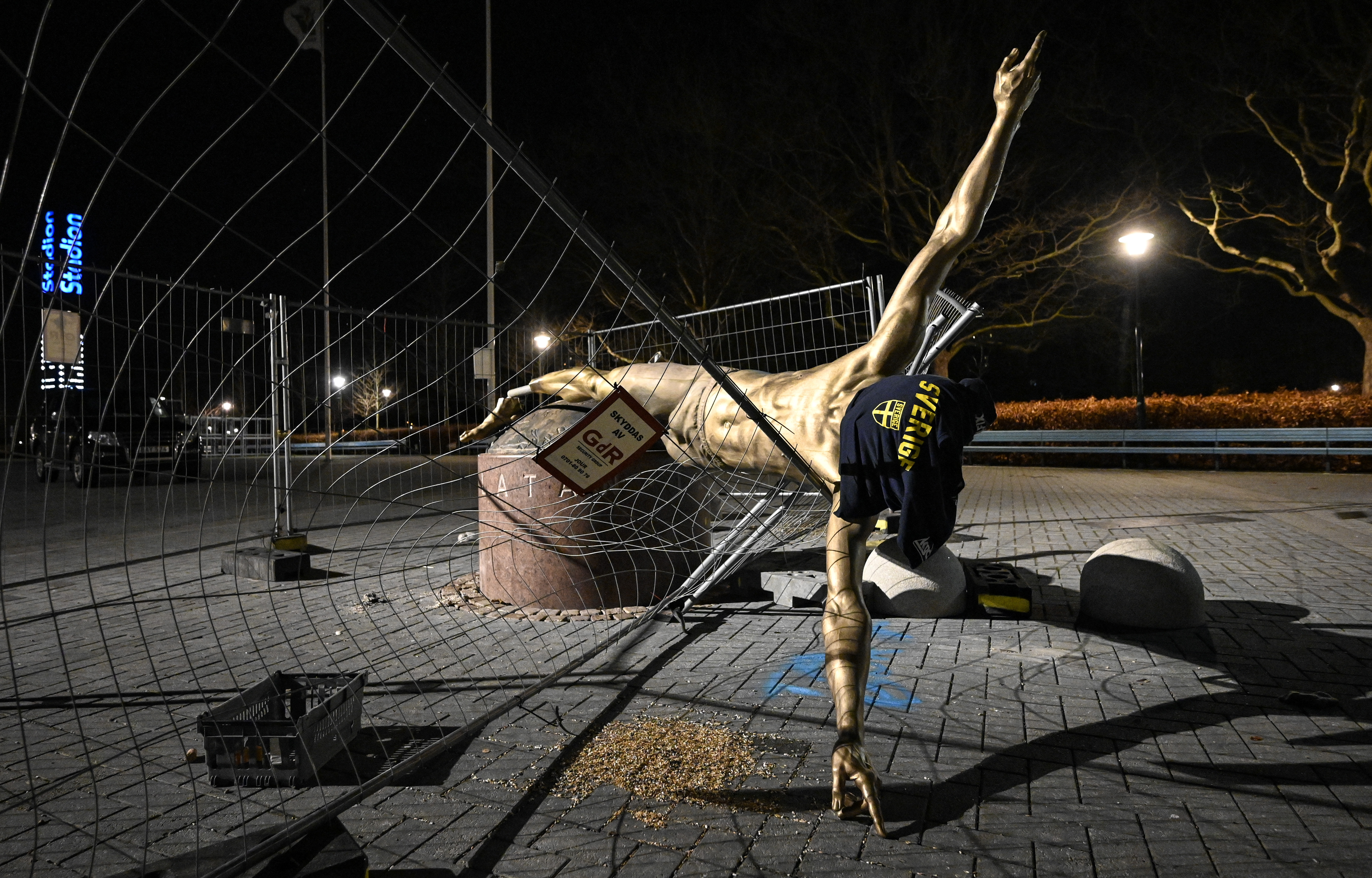 Statue of Zlatan Ibrahimovic overturned in Malmo