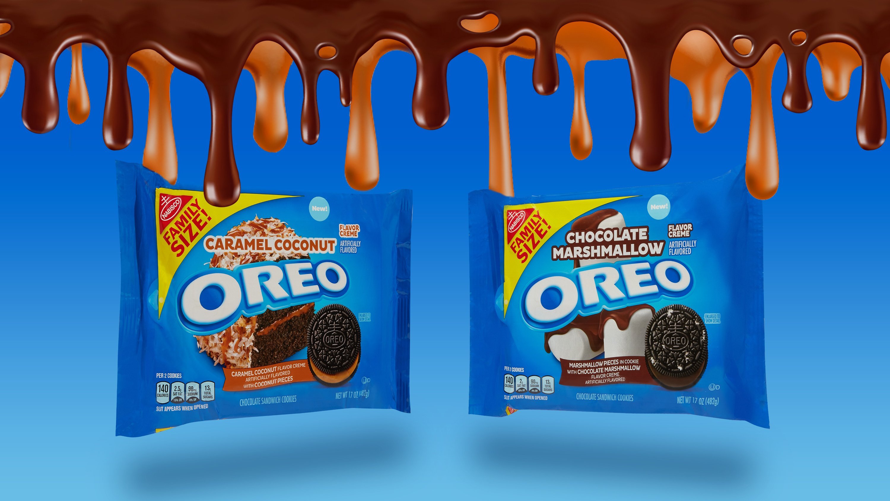 Oreo has two new flavors for the new year: Caramel Coconut and Chocolate Marshmallow
