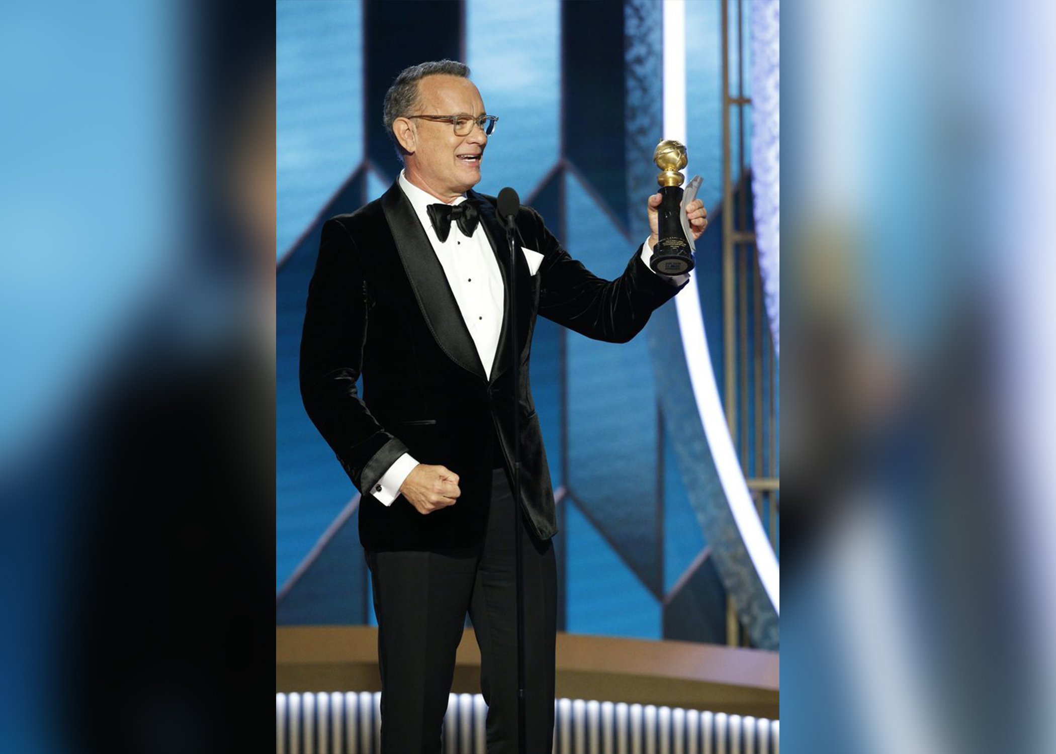 Tom Hanks fought a cold and tears in touching Globes speech