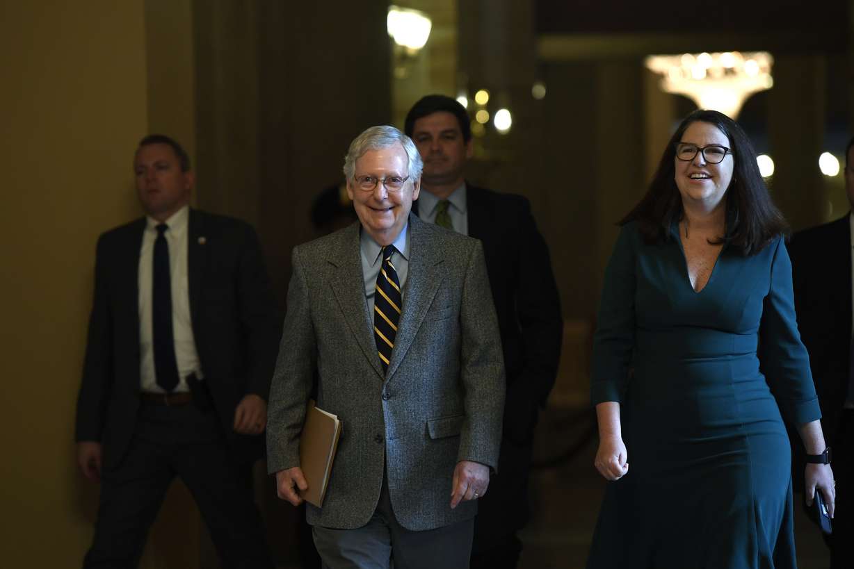 Senate Majority Leader Mitch McConnell of Ky., walks on Capitol Hill in Washington, Friday, Jan. 3, 2020. (Photo: Susan Walsh, AP)