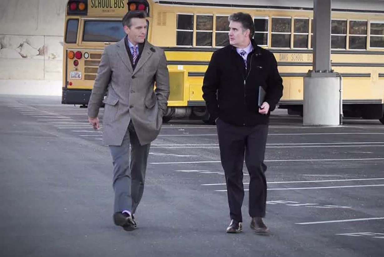 Chris Williams, the spokesperson for the Davis School District, talks with KSL's Mike Headrick. Photo: KSL TV