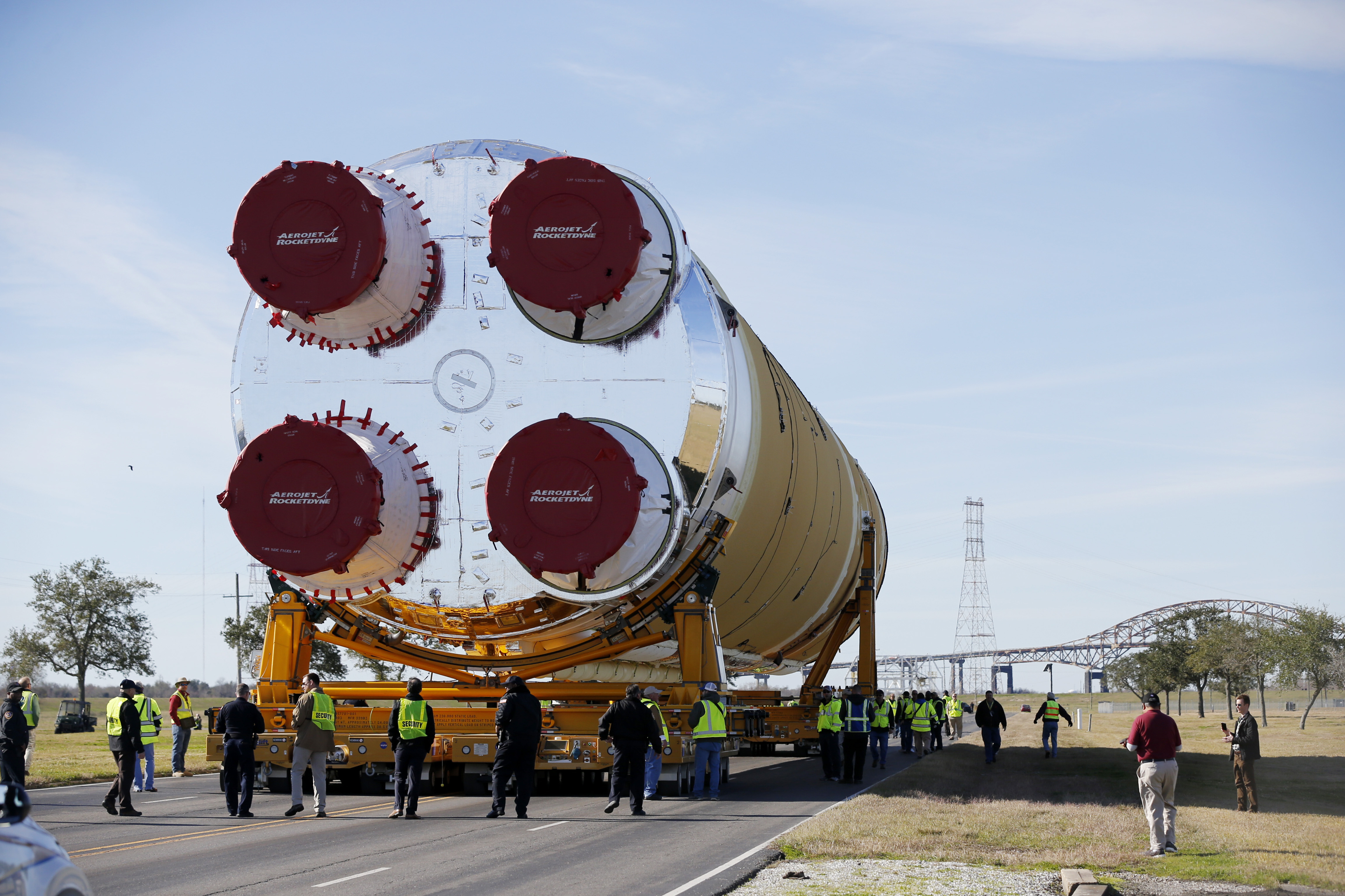 Moon river: Rocket part ferried on the mighty Mississippi