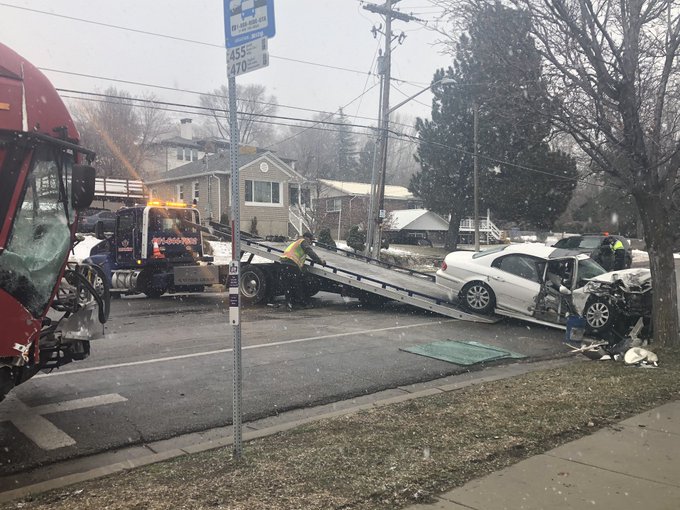 Crash between UTA bus and car critically injures man in Farmington