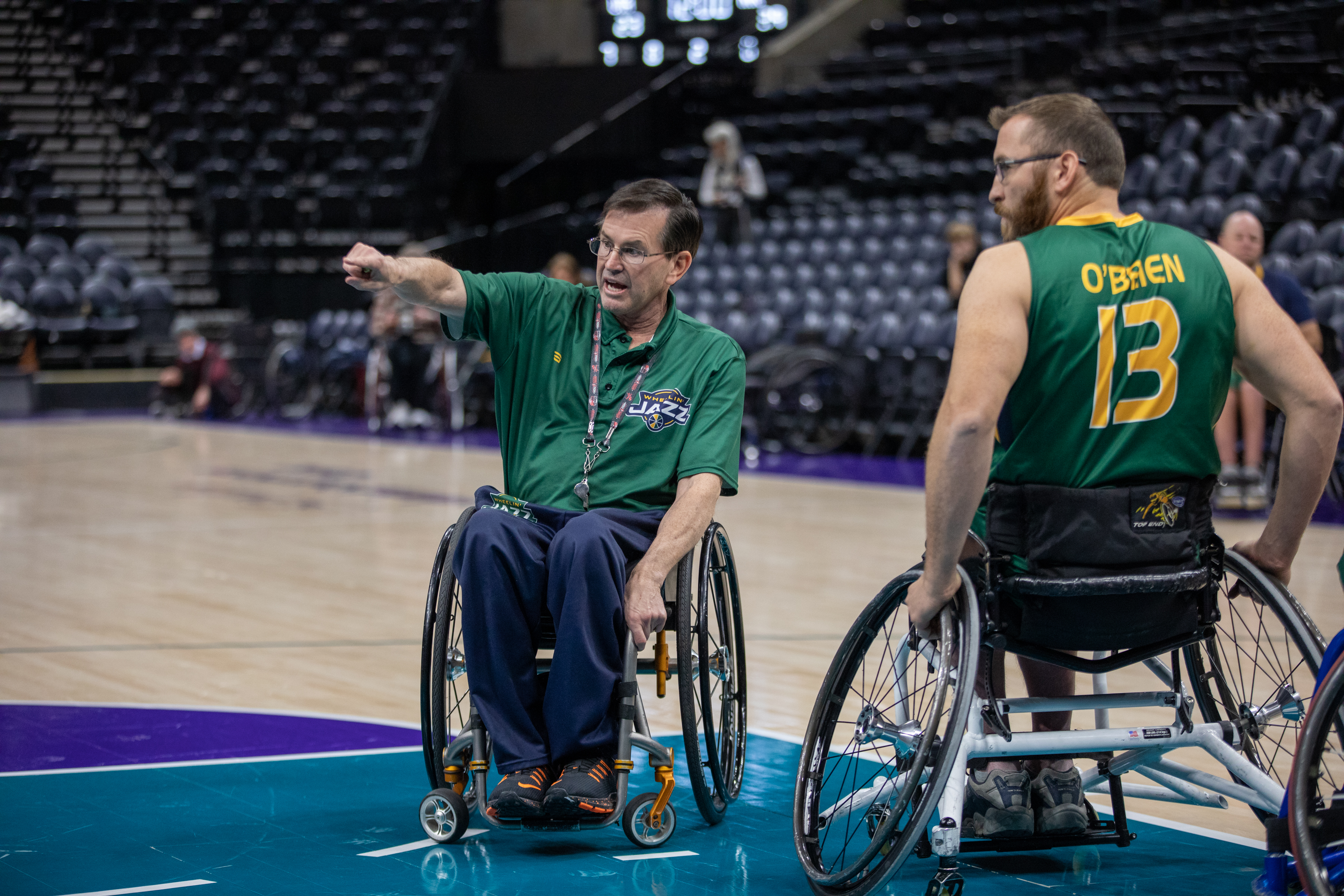 Mike Schlappi coaches during a Wheelin' Jazz scrimmage on Tuesday, Jan. 7, 2020, at Vivint Arena. (Courtesy of Utah Jazz)
