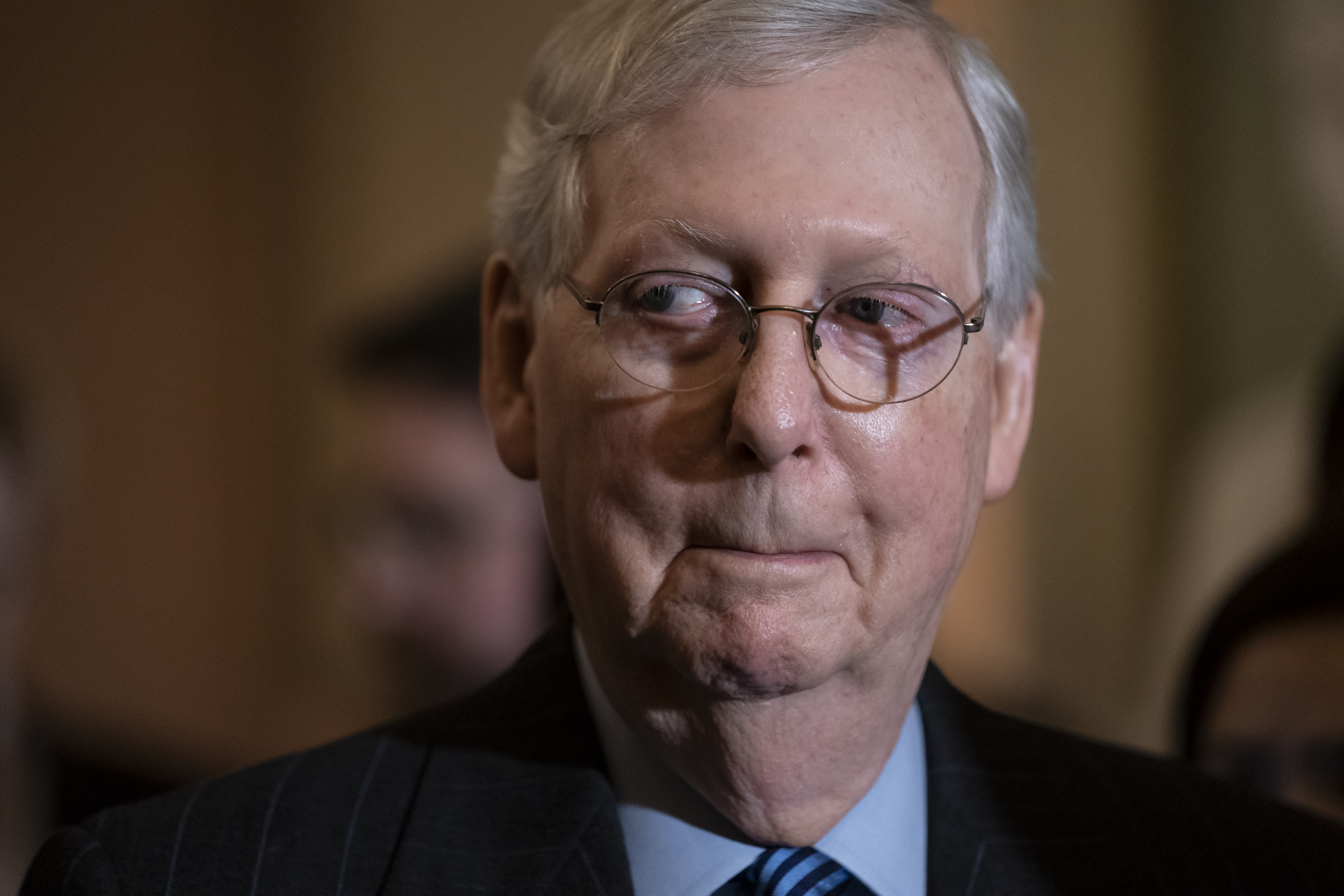 Senate Majority Leader Mitch McConnell, R-Ky., listens during a news conference at the Capitol in Washington, Tuesday Jan. 7, 2020. McConnell told reporters he has secured enough Republican votes to start President Donald Trump's impeachment trial and postpone a decision on witnesses and documents Democrats want. (Photo: J. Scott Applewhite, AP Photo)
