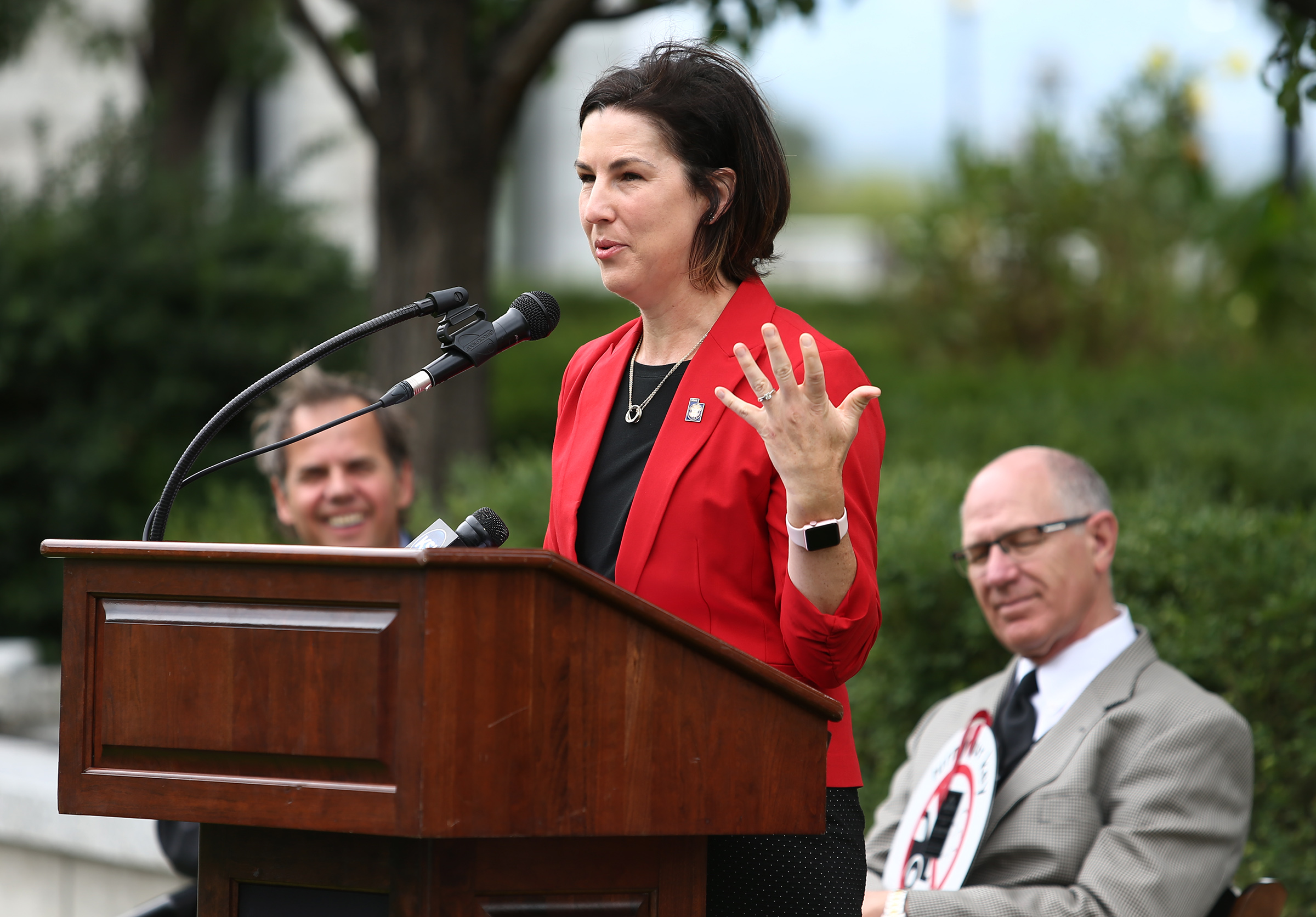 Rep. Suzanne Harrison, D-Draper, speaks as officials mark the 12th annual Governor’s Idle Free Declaration during a press conference at the Capitol in Salt Lake City on Monday, Sept. 16, 2019. (Photo: Scott G Winterton, KSL)