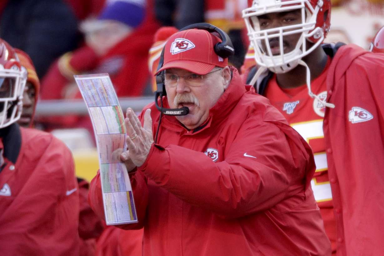 Kansas City Chiefs head coach Andy Reid reacts during the first half of the NFL AFC Championship football game against the Tennessee Titans Sunday, Jan. 19, 2020, in Kansas City, Mo. (Photo: Charlie Riedel, AP)