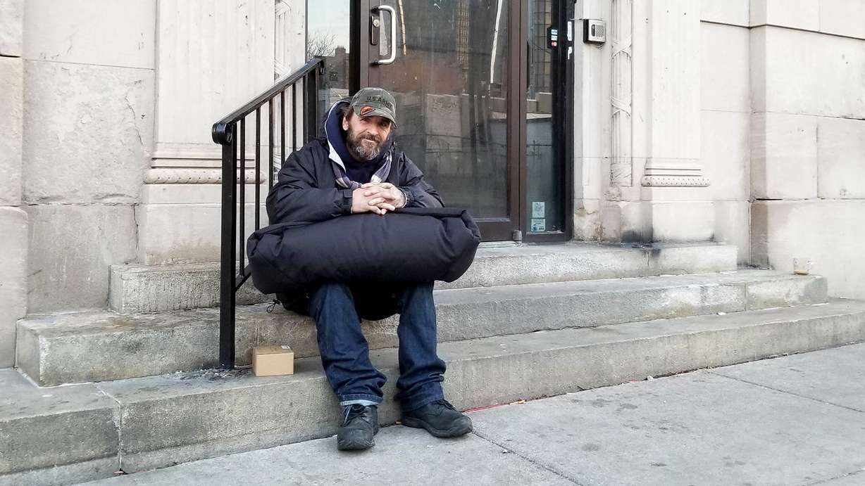Lindsey, with his new sleeping bag coat, has been homeless for 12 years. He now wants to work for the Empowerment Plan. (Photo: Holly Yan, CNN)