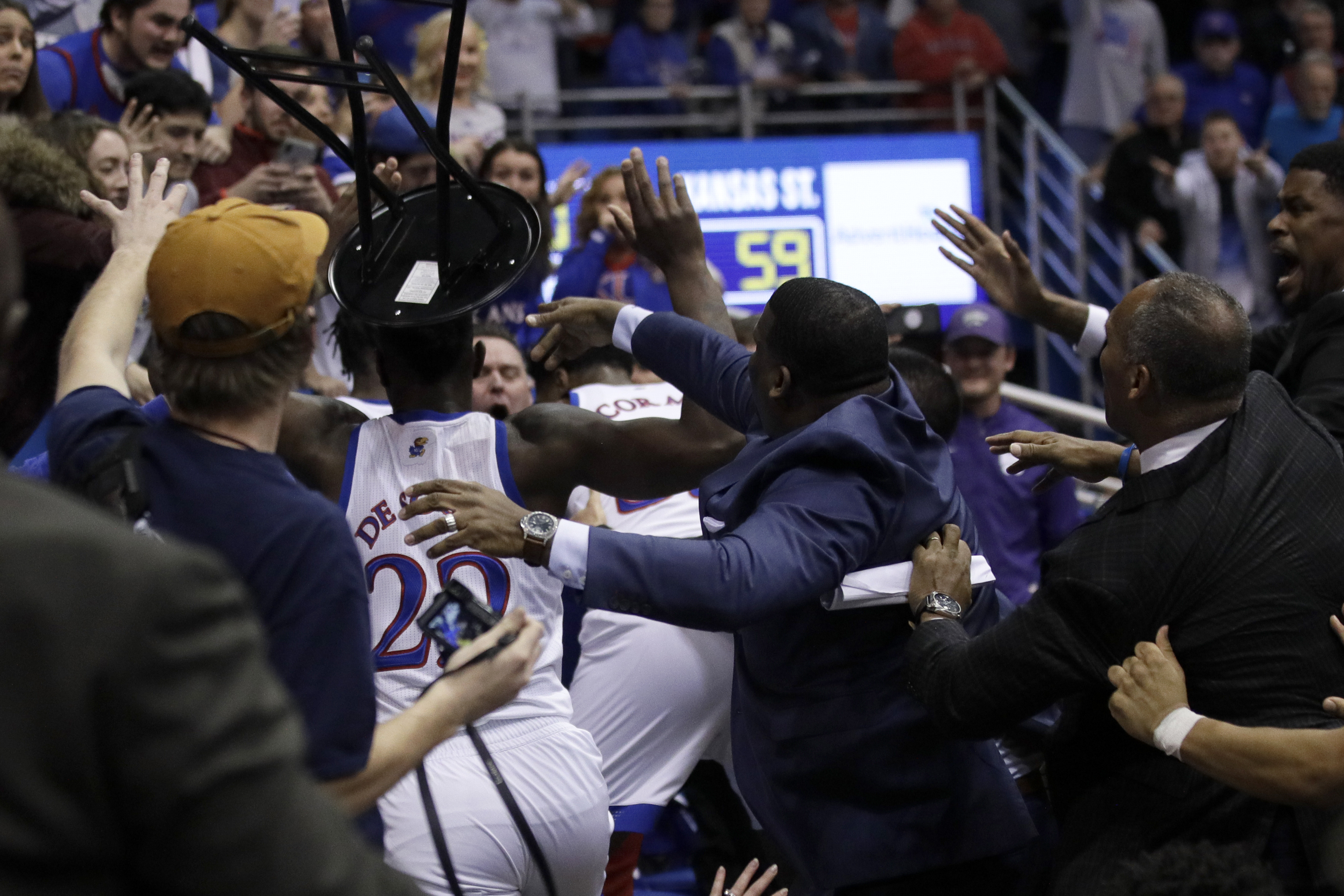 Big 12 suspends 4 players from KU-KSU brawl 25 games total