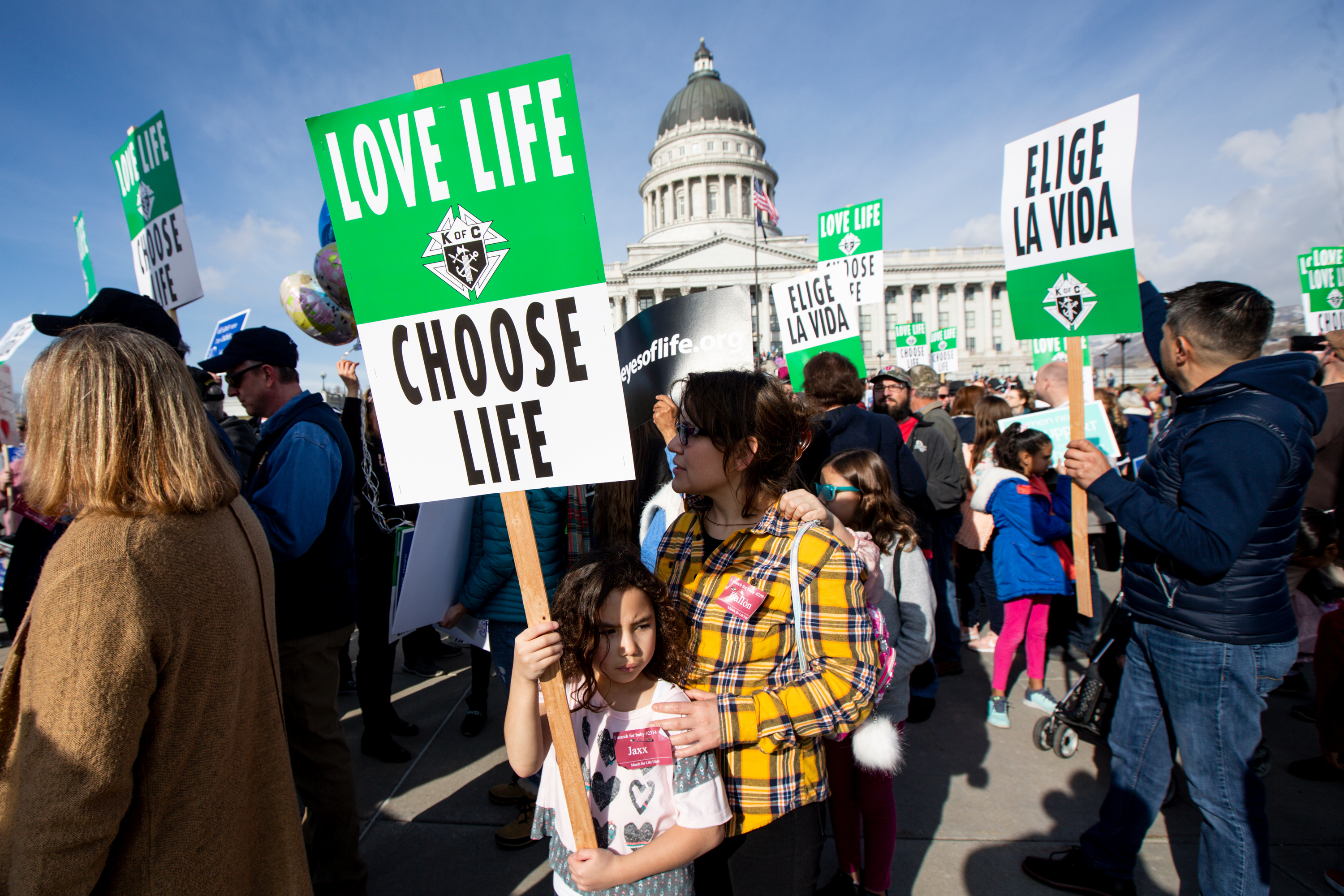 Sofia Chacon and Claudia Chacon participate in the fifth annual March for Life Utah event at the Capitol in Salt Lake City on Saturday, Jan. 25, 2020. (Ivy Ceballo, KSL)