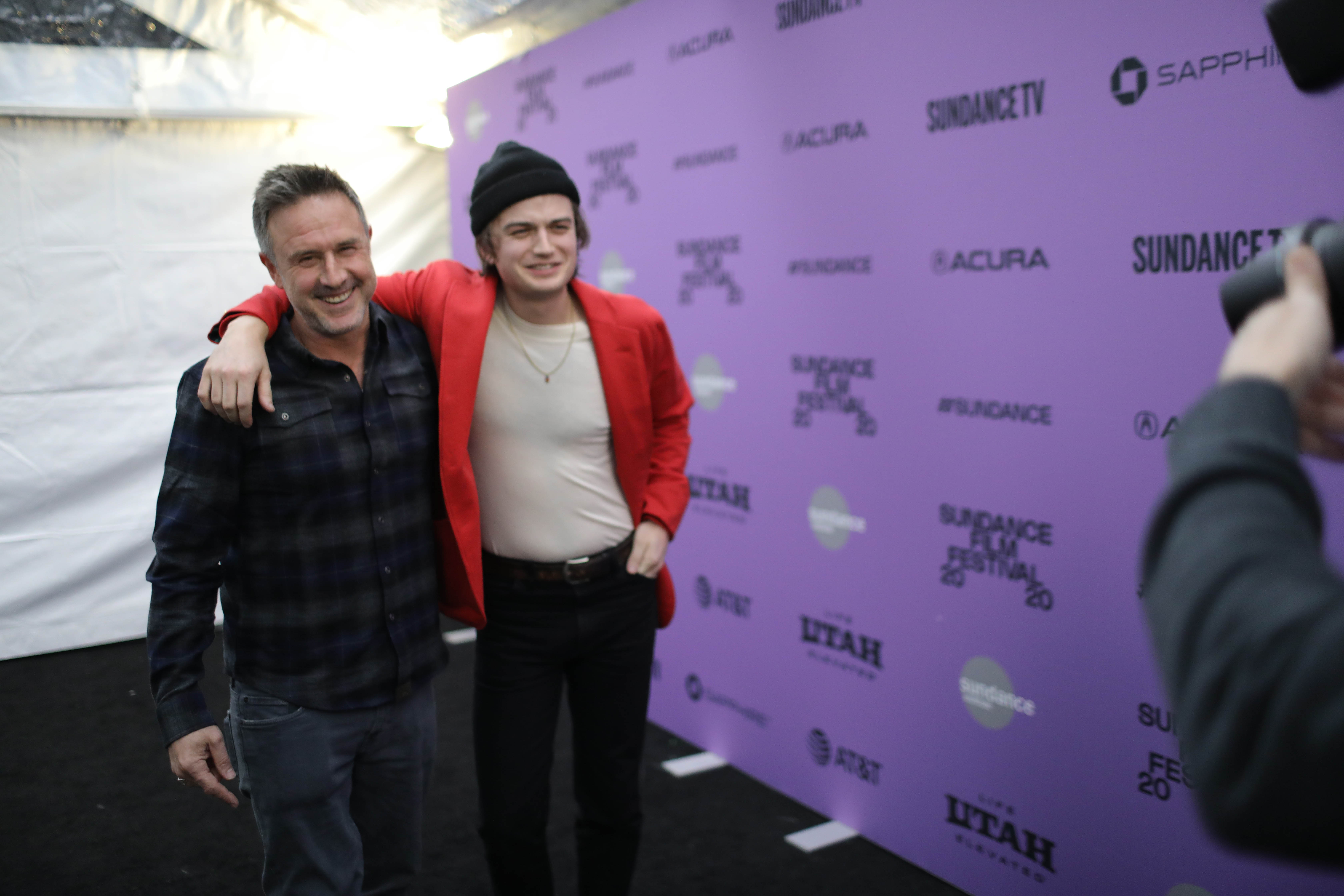 Actors David Arquette and Joe Keery attend the World Premiere of Spree by Eugene Kotlyarenko, an official selection of the NEXT program at the 2020 Sundance Film Festival. © 2020 Sundance Institute | photo by Dan Campbell.