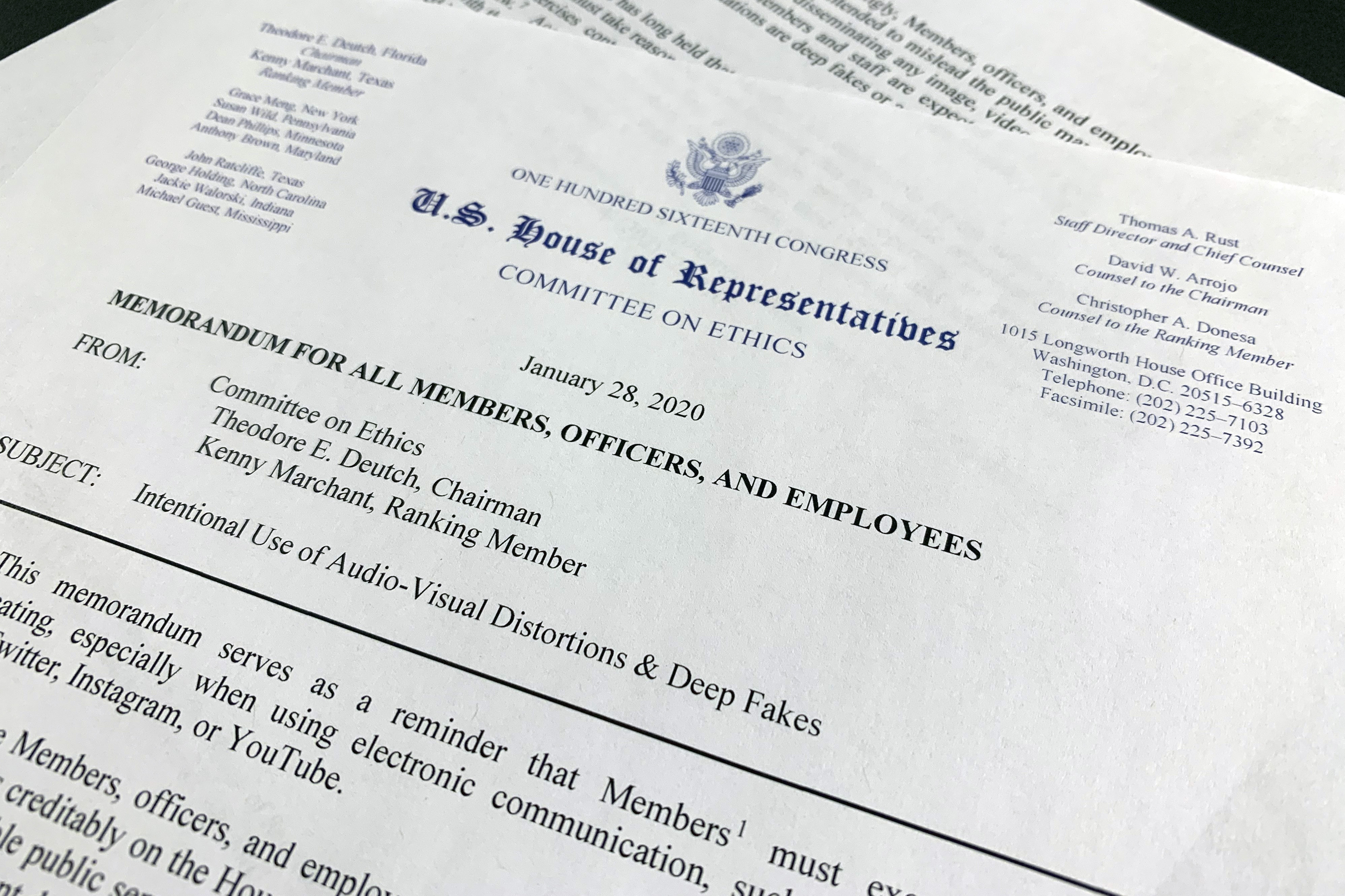 Ethics panel warns House members not to share fake images
