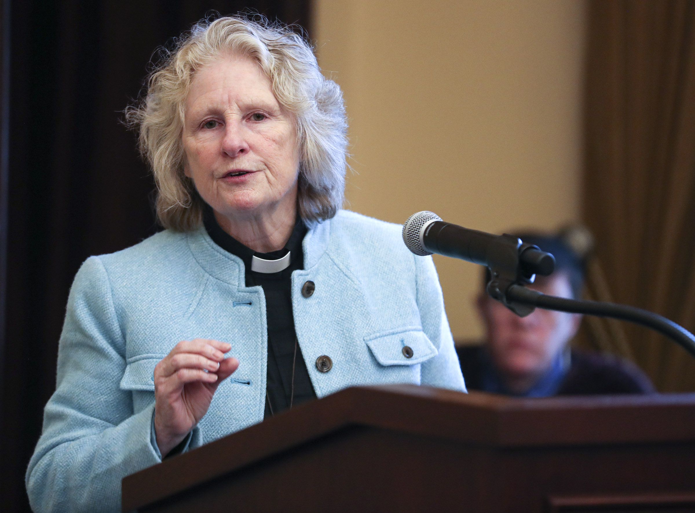 The Rev. Vanessa Cato, from the Episcopal Church of the Good Shepherd in Ogden, speaks about homelessness and housing in the Ogden area during an Ending Child Homelessness Day event hosted by the Coalition of Religious Communities at the Capitol in Salt Lake City on Thursday, Jan. 30, 2020. (Steve Griffin, KSL)