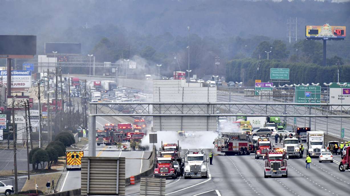 Police: 2 dead in fiery interstate crash near Atlanta