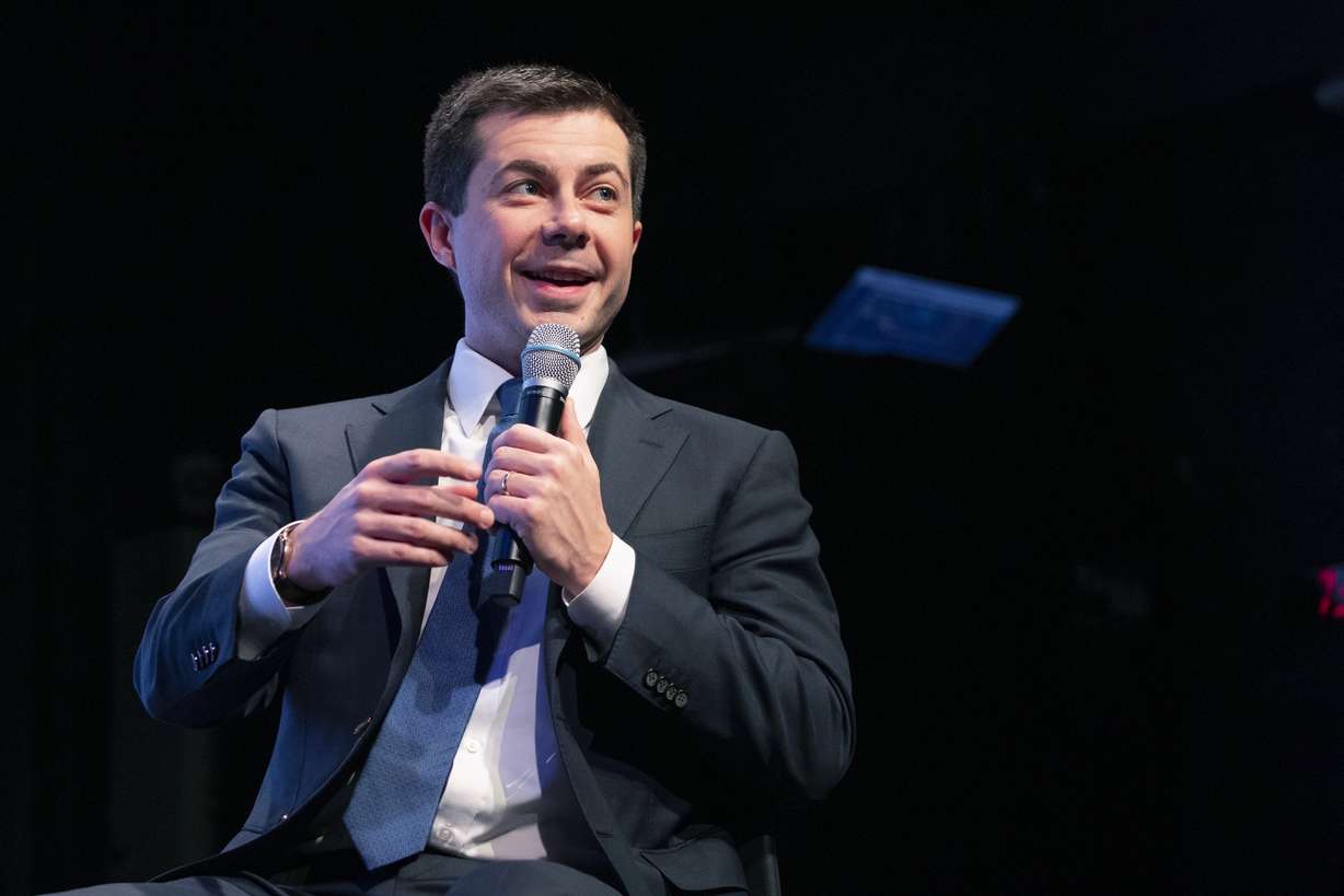 Democratic presidential candidate former South Bend, Ind., Mayor Pete Buttigieg speaks during the New Hampshire Youth Climate and Clean Energy Town Hall, Wednesday, Feb. 5, 2020, in Concord, N.H. (Mary Altaffer, AP Photo)
