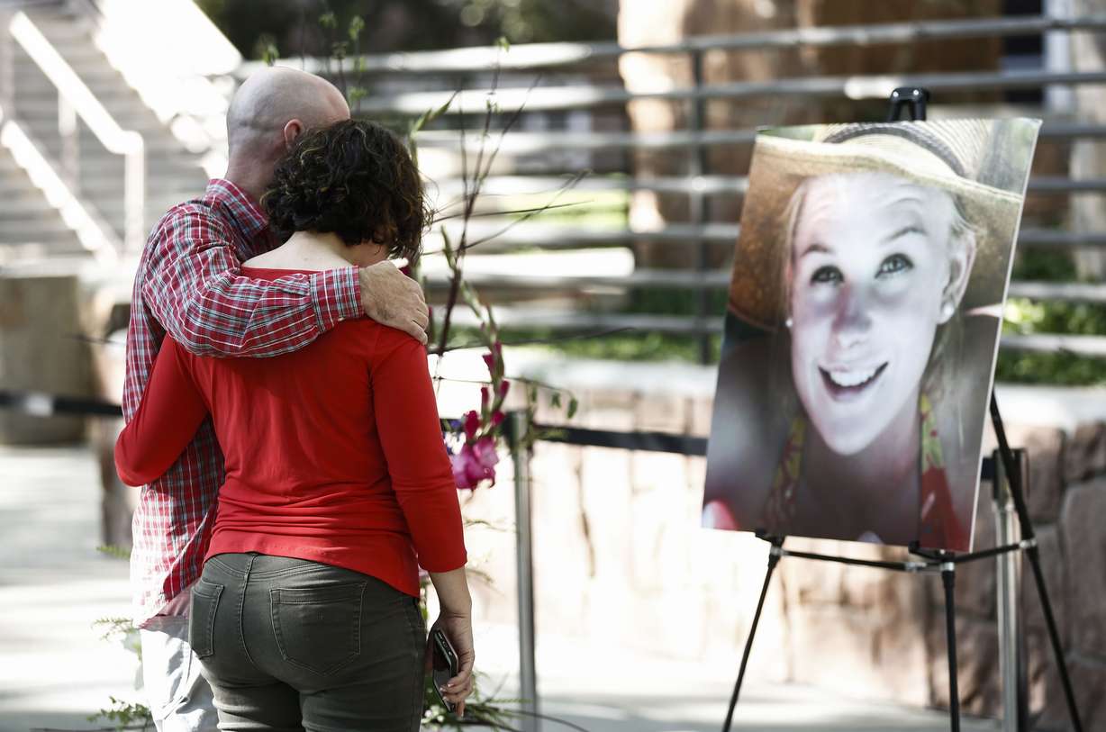 Friends, family and supporters offer their support during a vigil for Mackenzie Lueck on the Union lawn at the University of Utah in Salt Lake City on Monday, July 1, 2019. The vigil was organized by the Associated Students of the University of Utah. (Silas Walker, KSL)