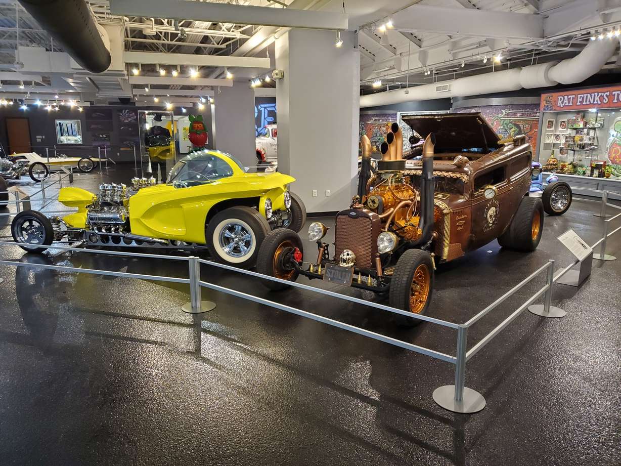 Robert Palmer's 1932 Ford sits alongside an Ed Roth car in the National Corvette Museum. (Photo: Robert Palmer)
