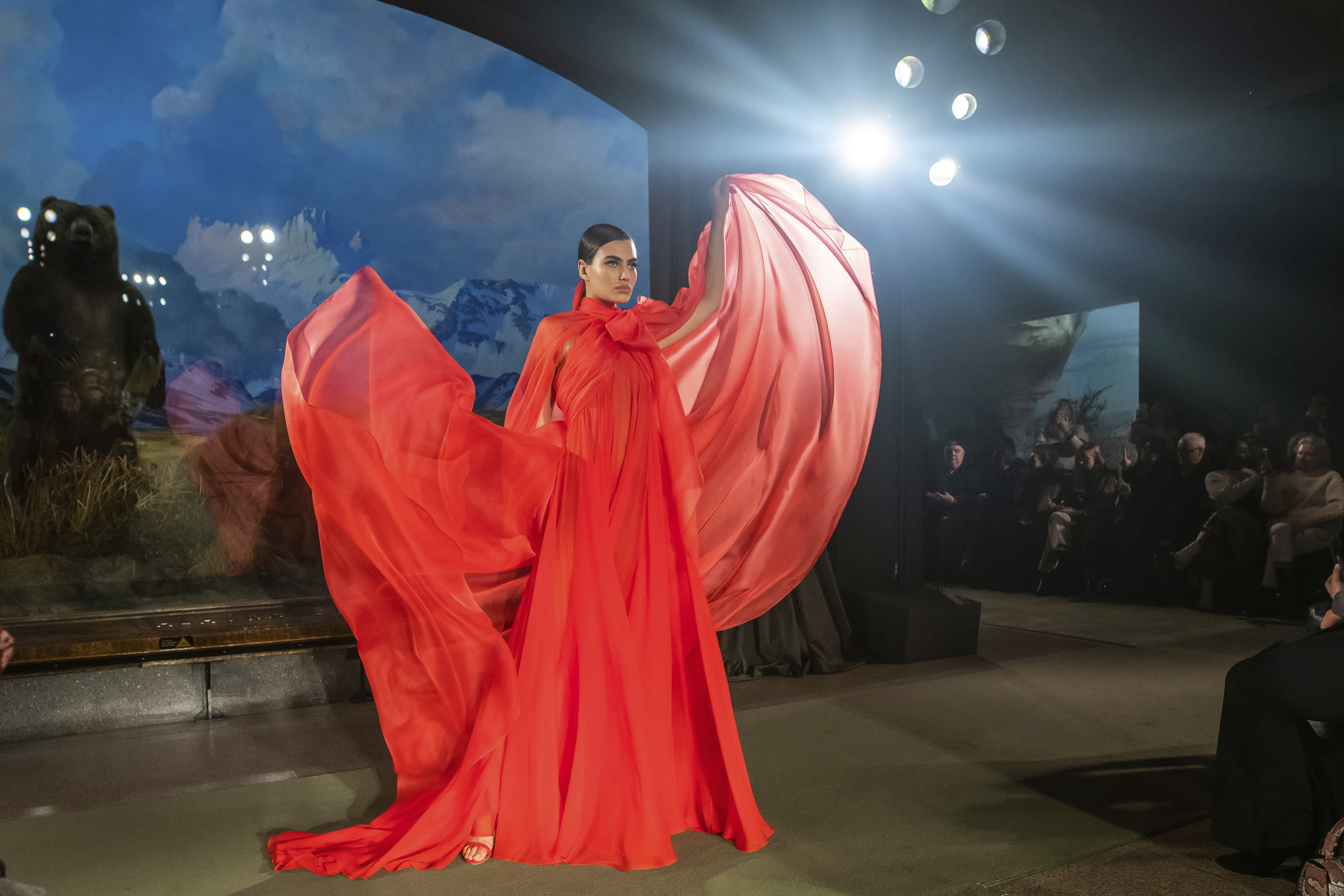 Brandon Maxwell's models strut amid bison, moose and caribou