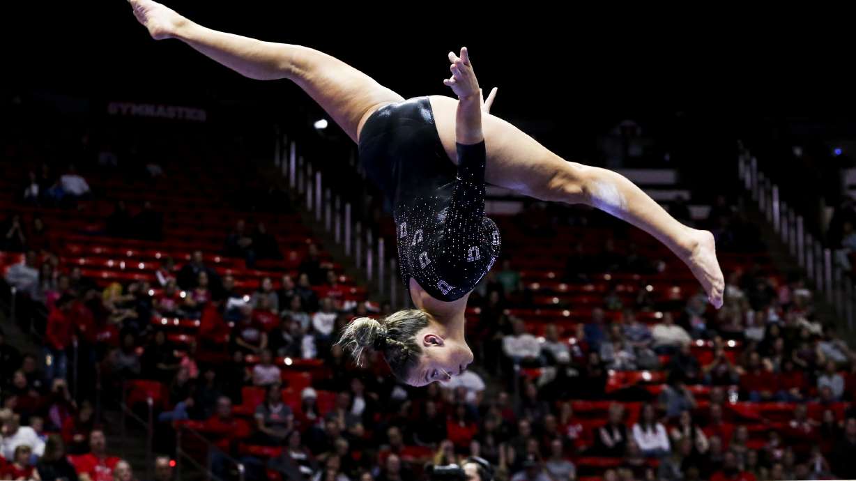 Utah gymnast Maile O'Keefe performs on the beam during the Red Rocks Preview gymnastics event at the Jon M. Huntsman Center on the University of Utah campus in Salt Lake City on Friday, Dec. 13, 2019.