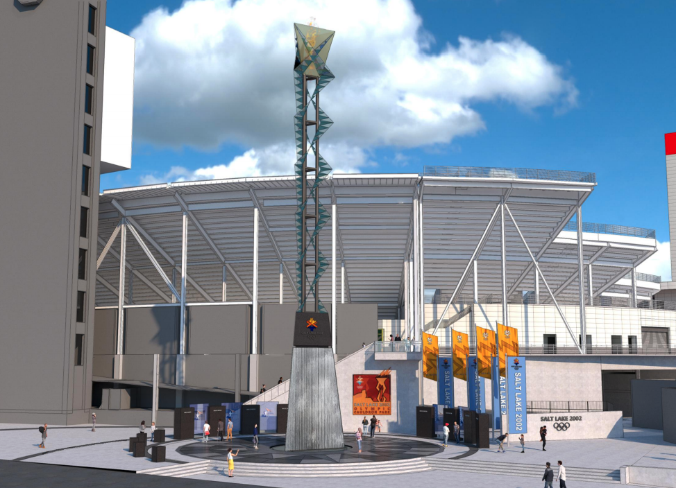 Architectural renderings of what the new cauldron plaza will look like once complete. (Photo courtesy University of Utah)