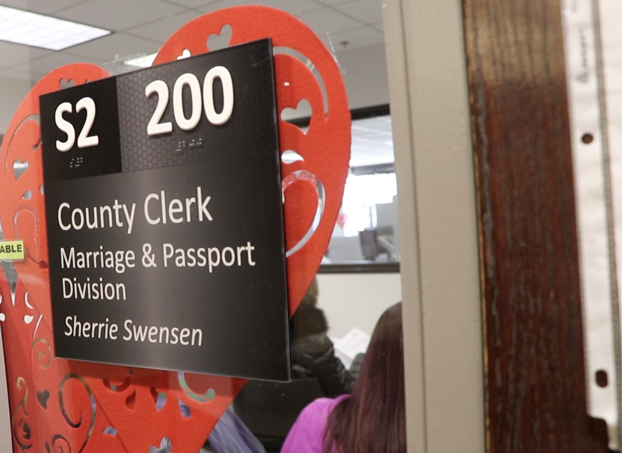 Utah divorce attorney Marco Brown believes he paid for 12 or 13 couples to get married at the Salt Lake County offices on Valentine's Day. (Photo: Liesl Nielsen, KSL.com)
